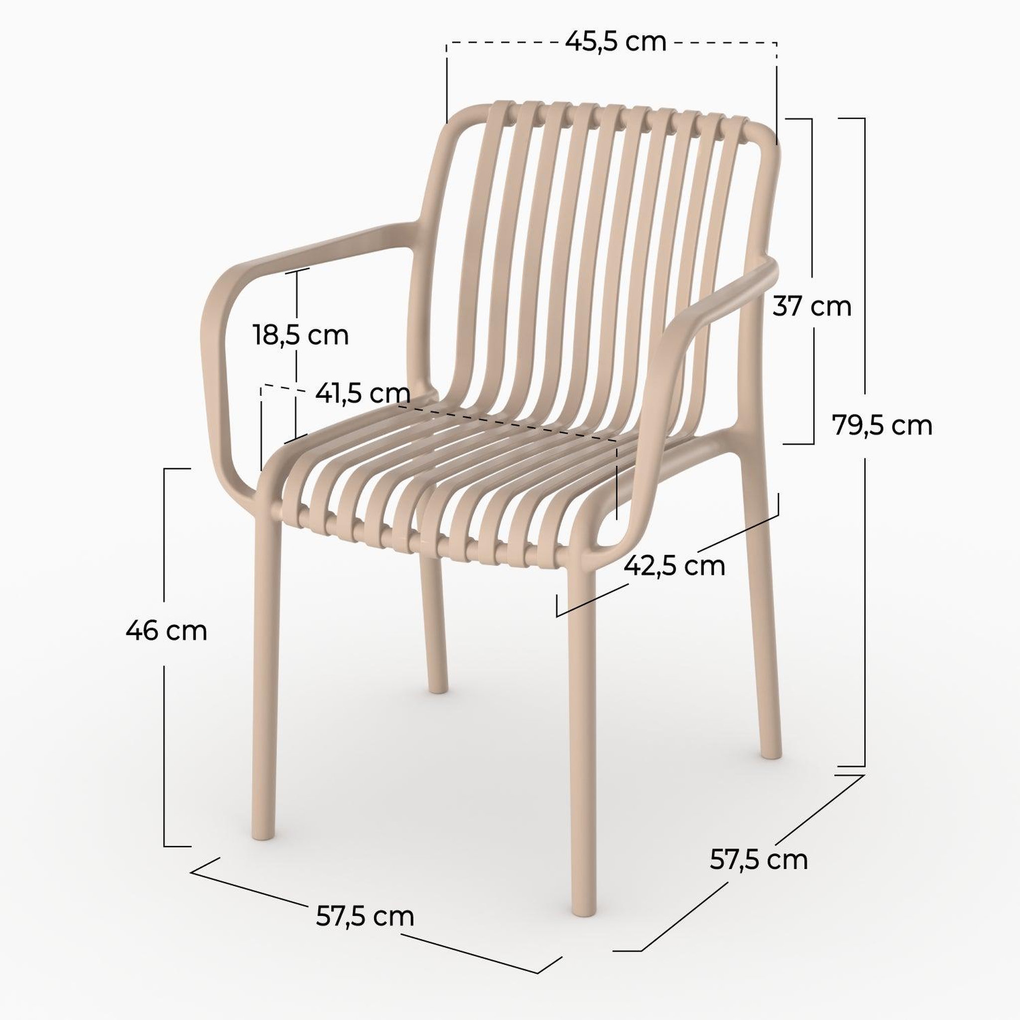 Voir la diapositive 4 : MAISON PAVANE Lot de 2 chaises de jardin empilables en plastique beige-ivy