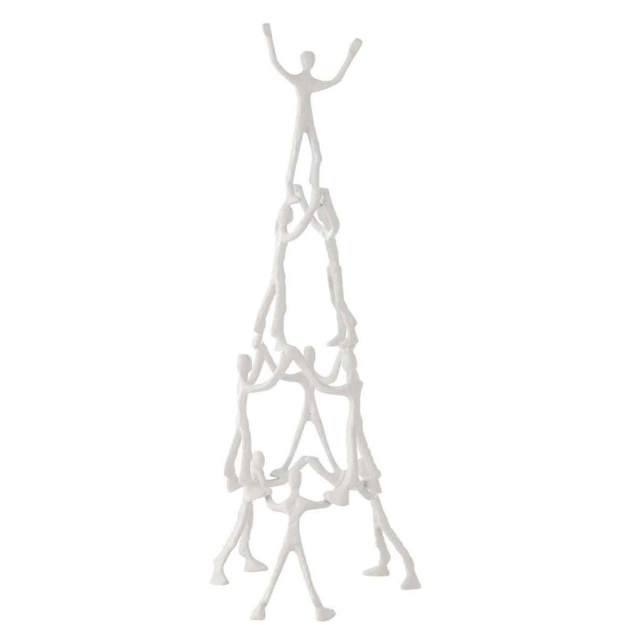 J-LINE Statuette déco  pyramide 9 personnages  73cm blanc
