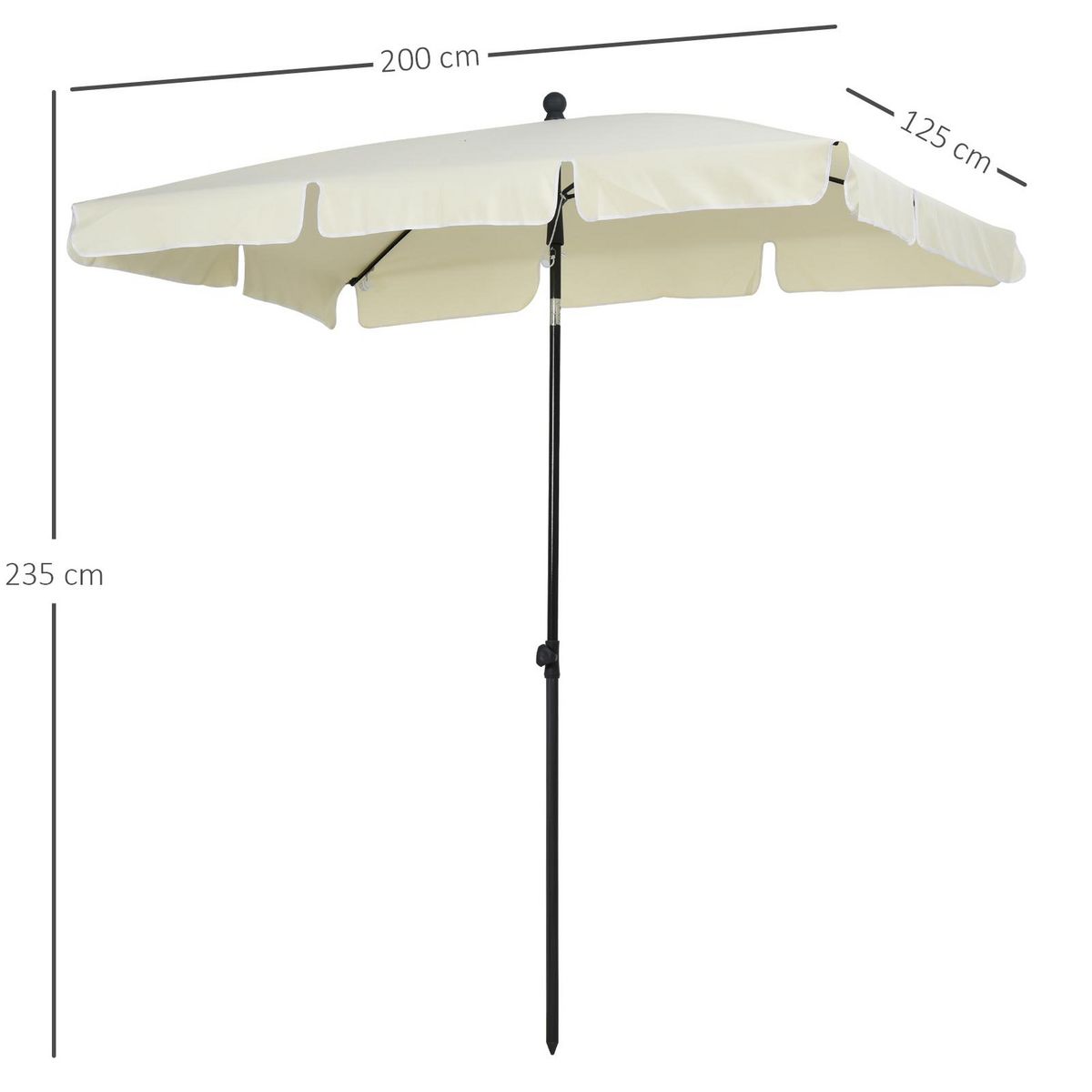 OUTSUNNY Parasol rectangulaire inclinable alu acier polyester haute densité diamètre 2 m beige clair
