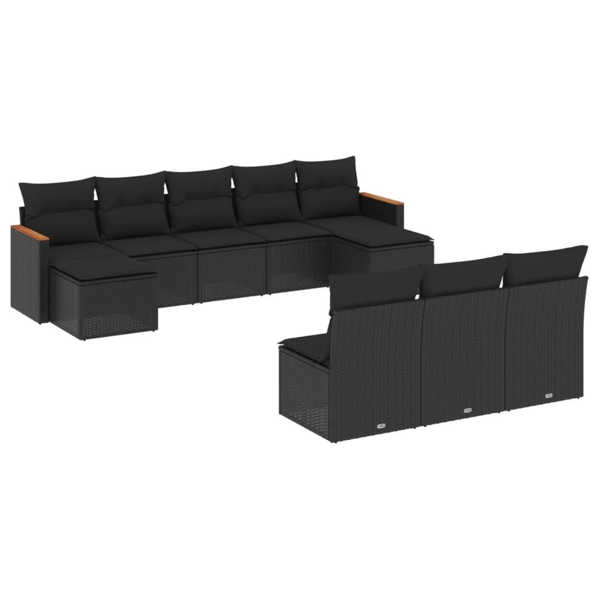 Voir la diapositive 2 : VIDAXL Salon de jardin 10 pcs avec coussins noir resine tressee