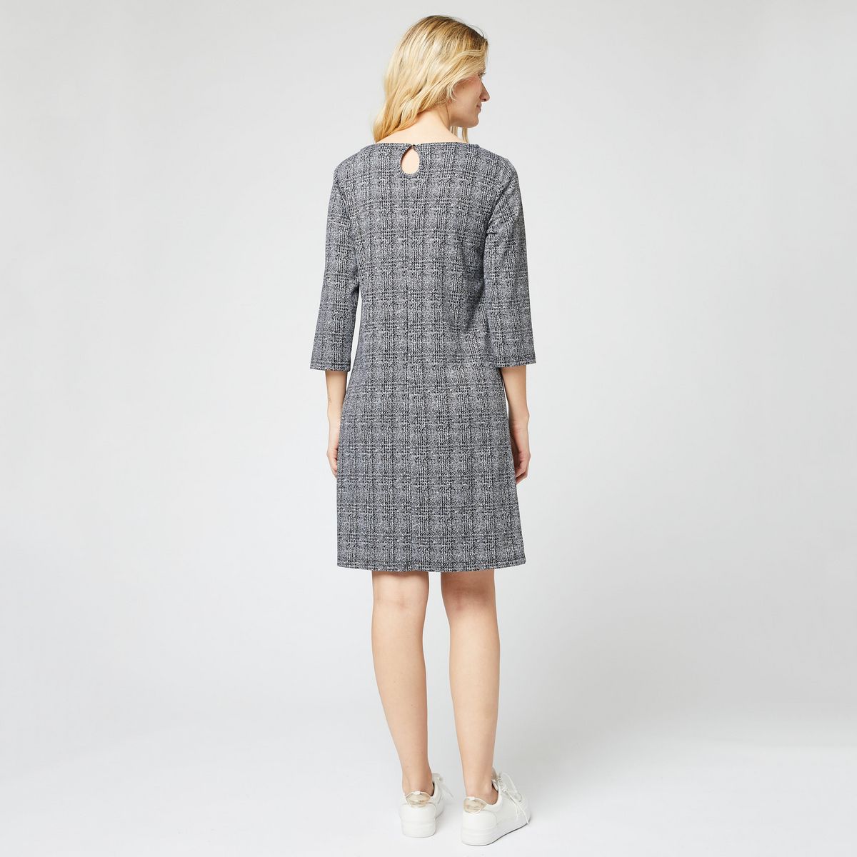 IN EXTENSO Robe milano ouverture au dos à carreaux grise femme