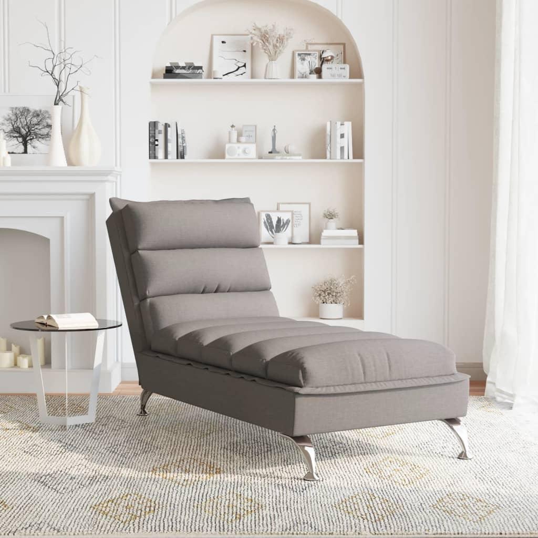 Voir la diapositive 3 : VIDAXL Chaise longue avec coussins taupe tissu