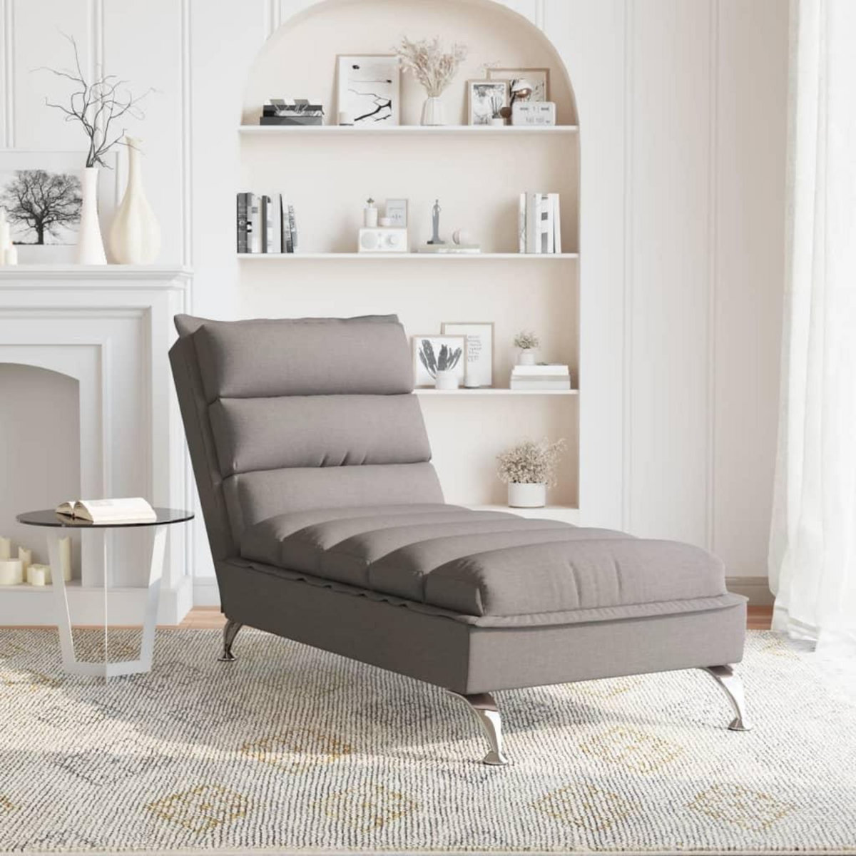 VIDAXL Chaise longue avec coussins taupe tissu