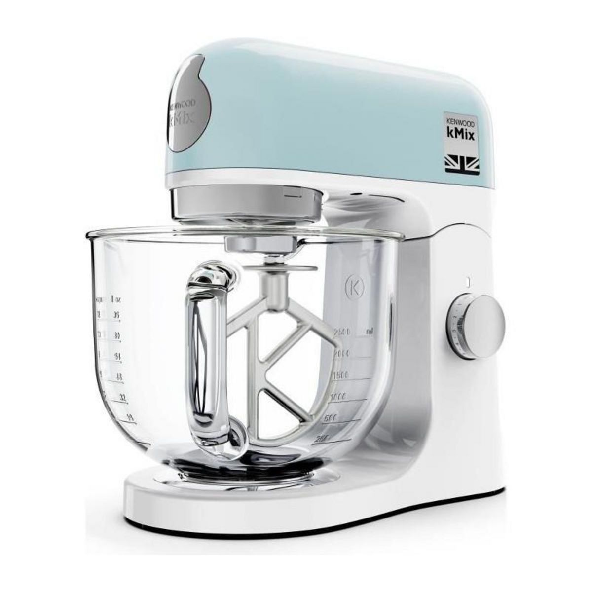 KENWOOD Robot pâtissier multifonction KENWOOD KMX754PB - Moteur professionnel 1000W - 2 sorties pour accessoires - Bol en verre 5L avec