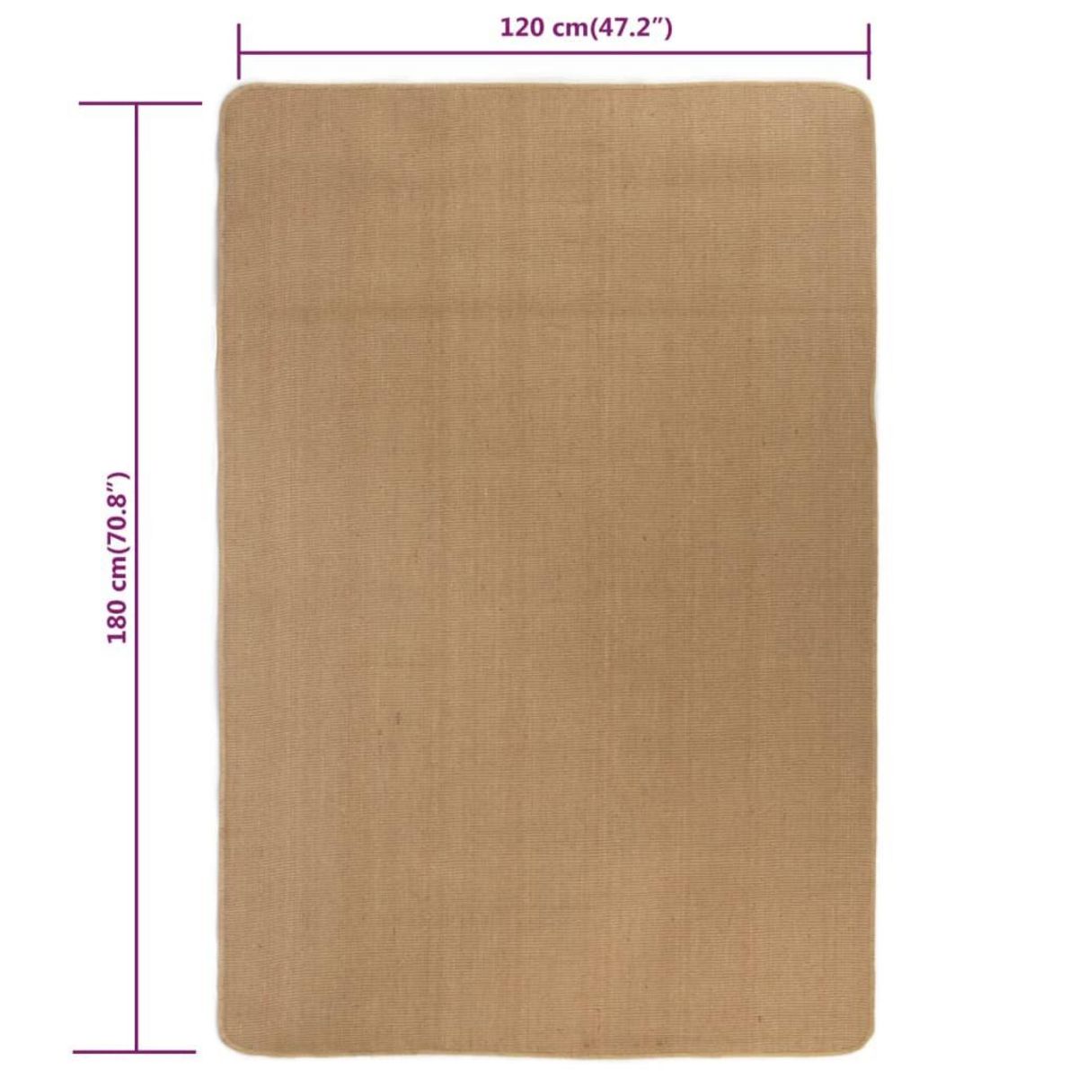VIDAXL Tapis en jute avec support en latex 120x180 cm Naturel