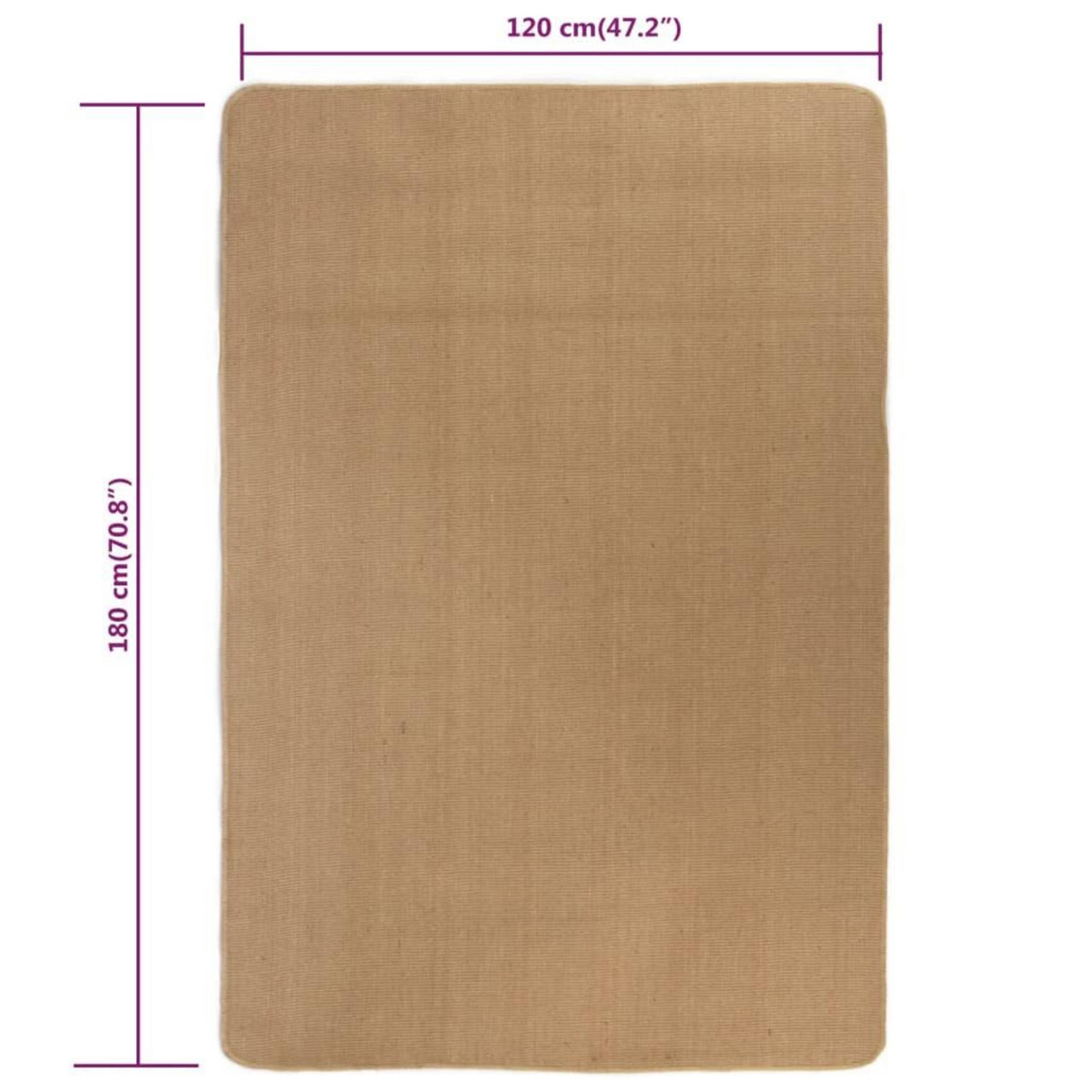 VIDAXL Tapis en jute avec support en latex 120x180 cm Naturel