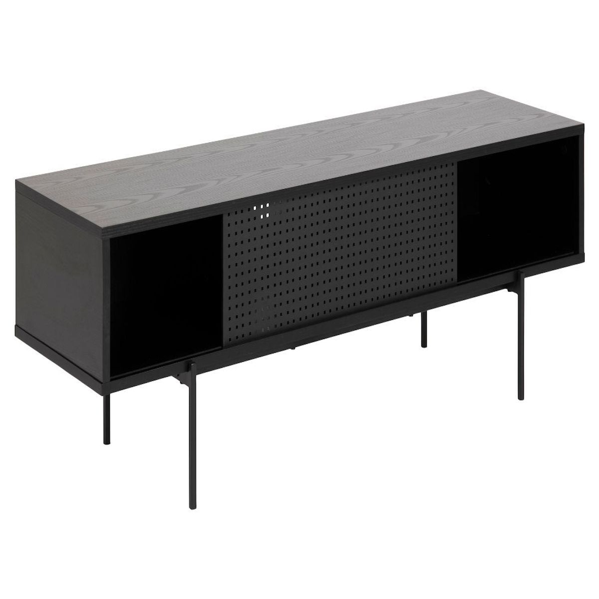 CONCEPT USINE Meuble TV noir avec porte coulissante et 1 niche JUPITER