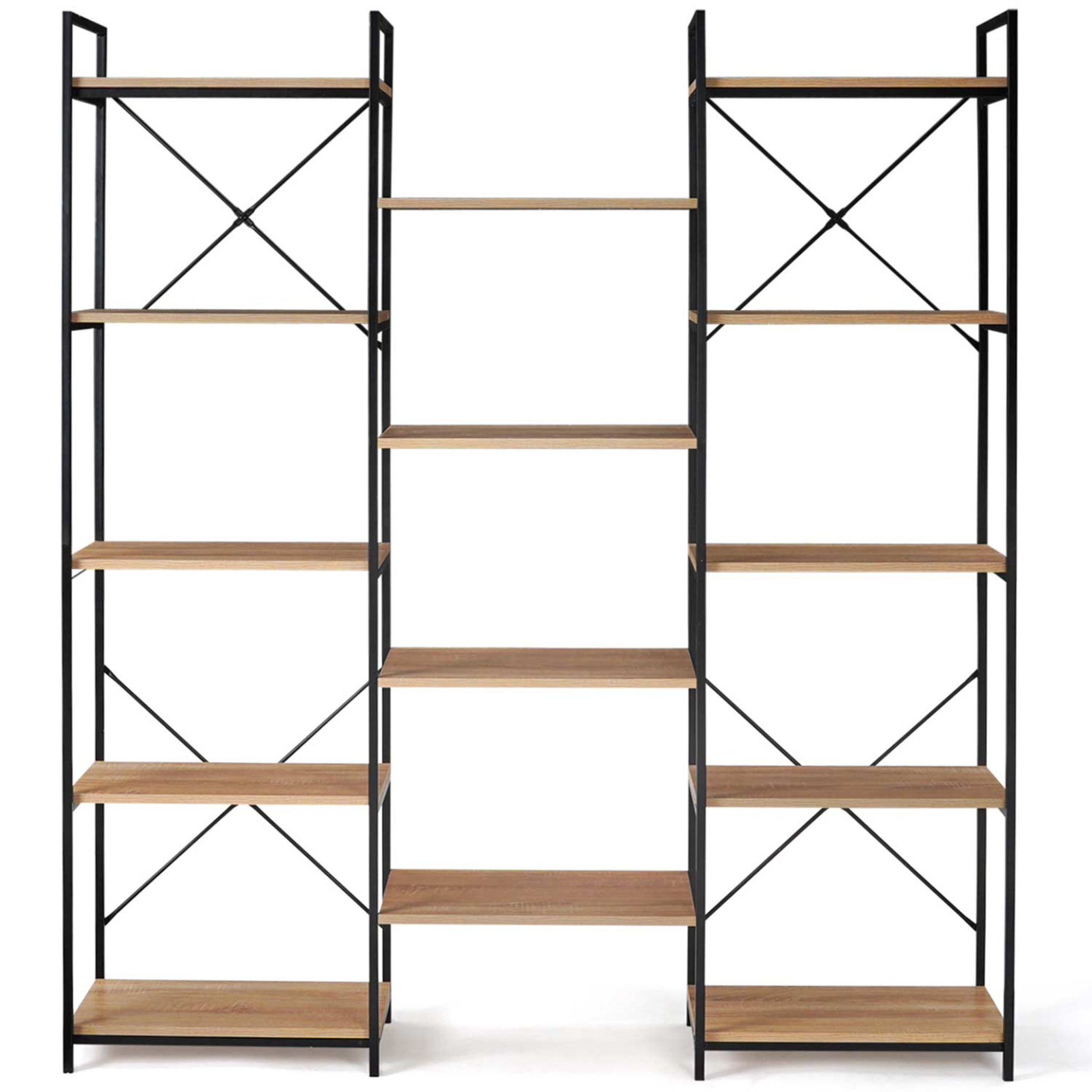 Voir la diapositive 3 : ID MARKET Étagère bibliothèque trio 5 niveaux detroit design industriel 170 cm