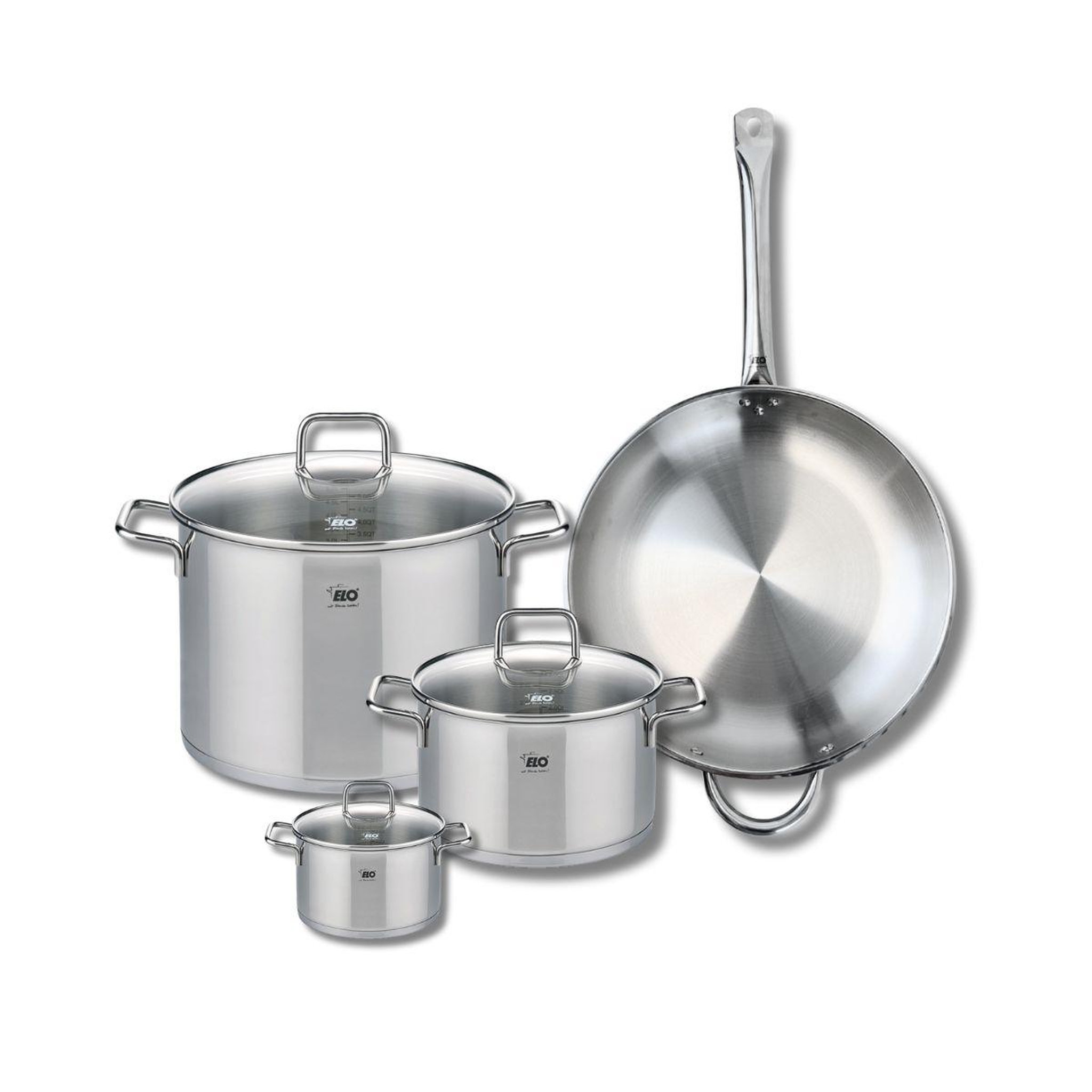 Voir la diapositive 1 : 666 Barcelona Set de 1 Poêle de cuisson 32 cm et 3 faitouts 12, 20 et 26 cm Elo Profi Citrin