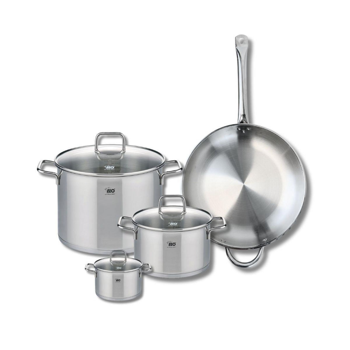 666 Barcelona Set de 1 Poêle de cuisson 32 cm et 3 faitouts 12, 20 et 26 cm Elo Profi Citrin