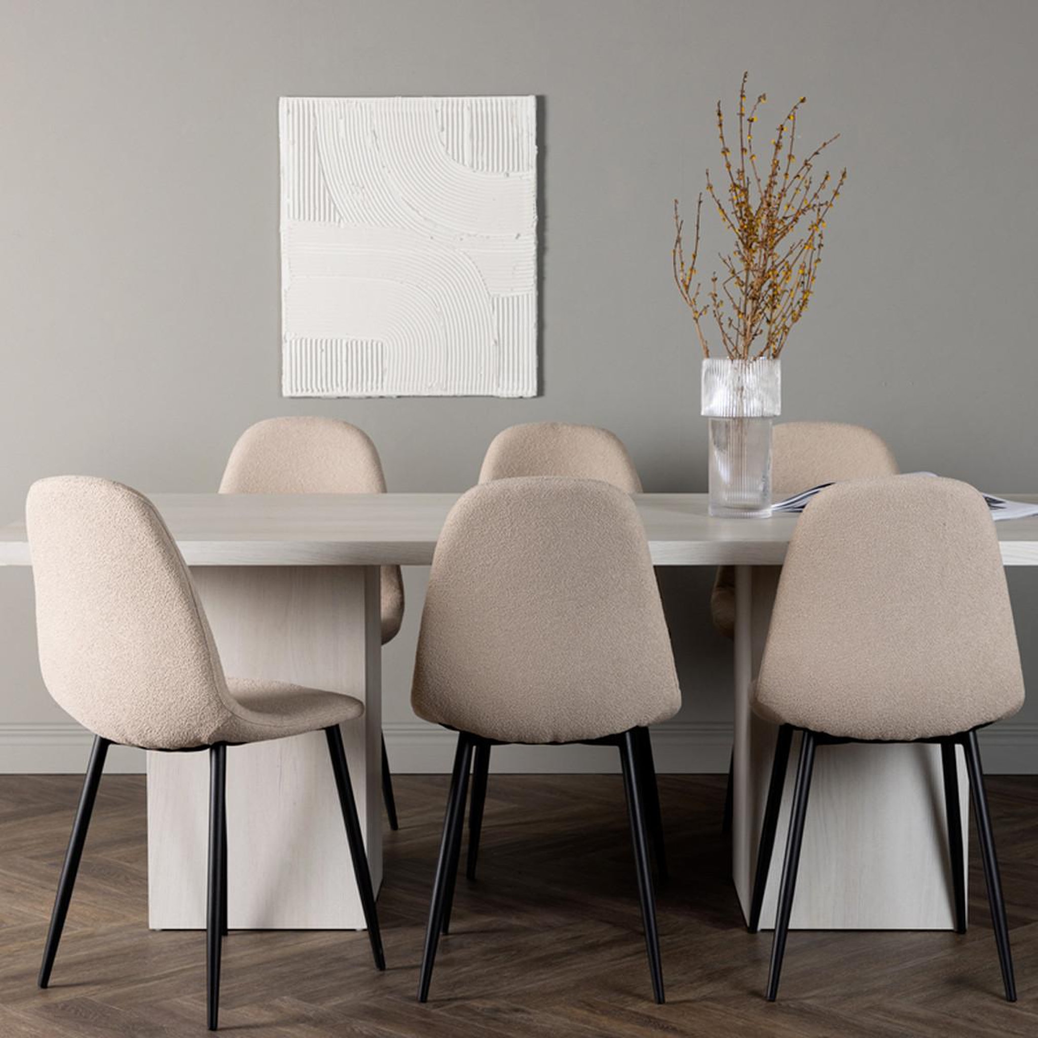 Voir la diapositive 4 : Paris Prix Ensemble table à manger & 6 chaises  olga & polar  200cm naturel & beige