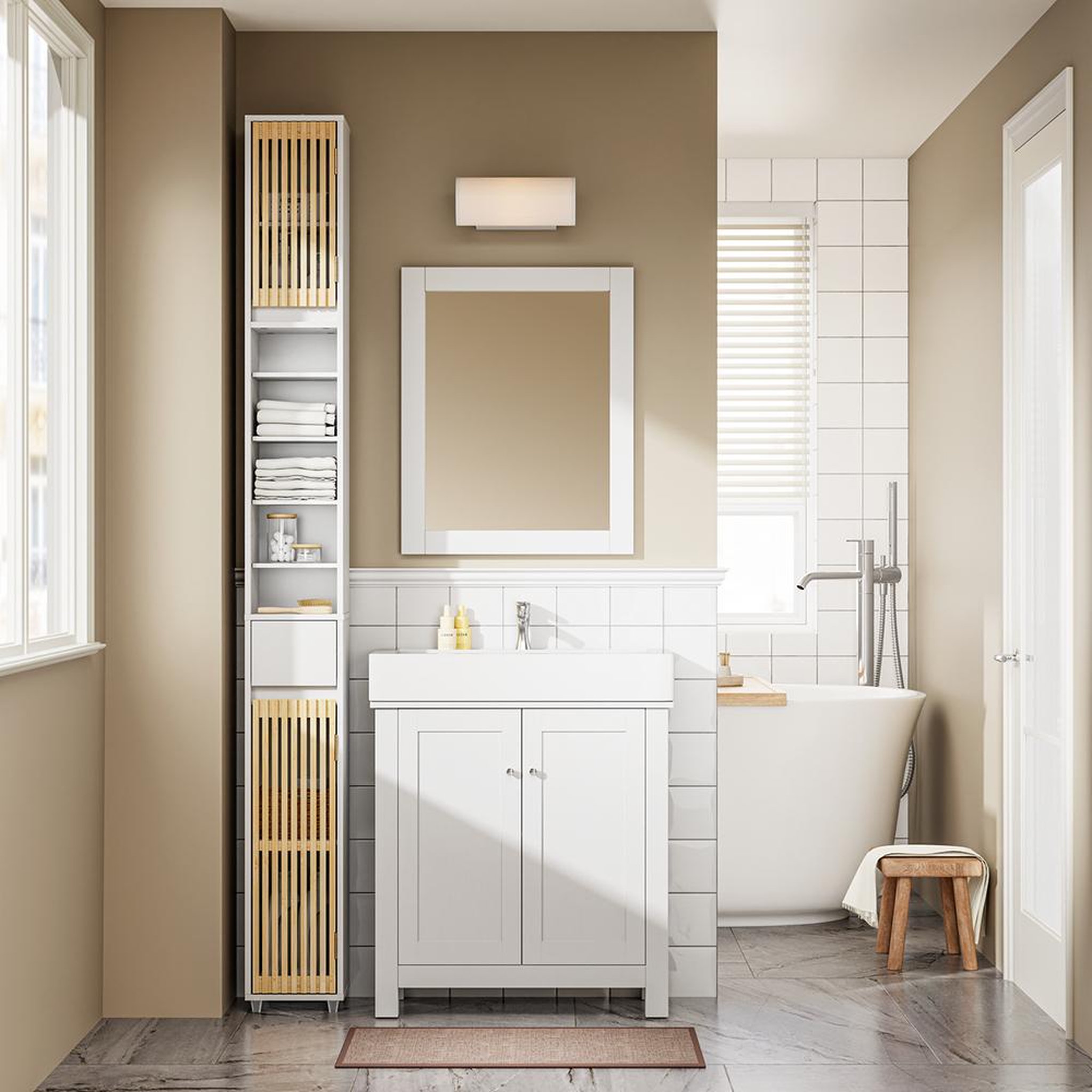 Voir la diapositive 4 : SOBUY SoBuy - Colonne De Salle De Bain à un tiroir - Moderne - BZR34