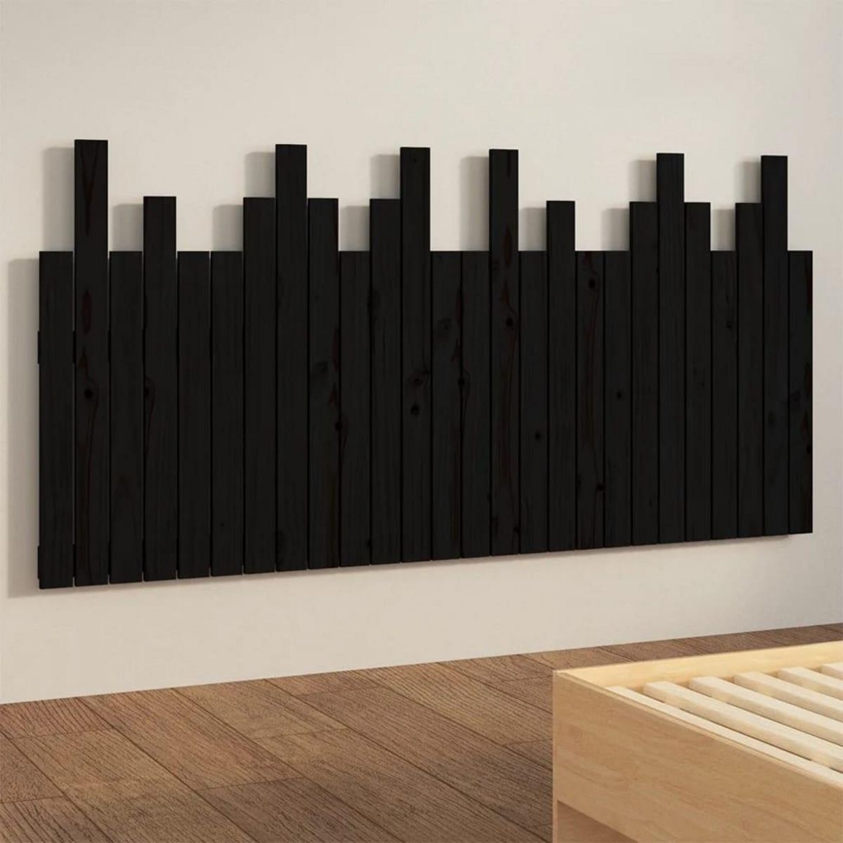 VIDAXL Tete de lit murale Noir 166x3x80 cm Bois massif de pin