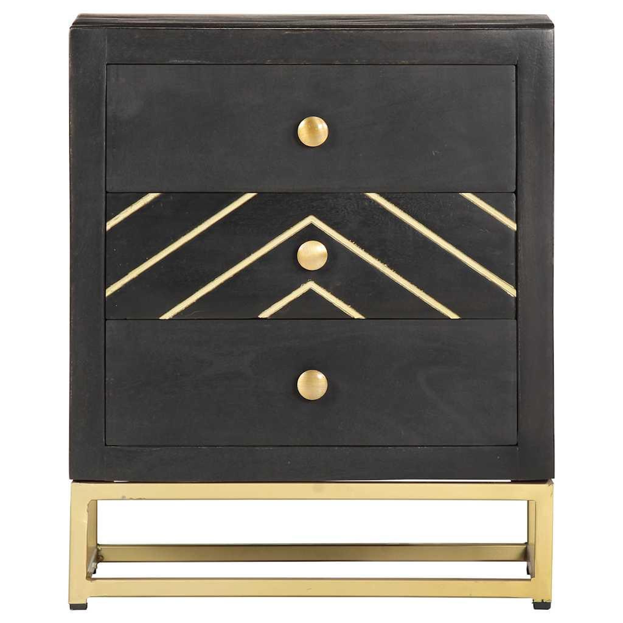 Voir la diapositive 2 : VIDAXL Table de chevet noir et dore 40x30x50cm bois de manguier massif