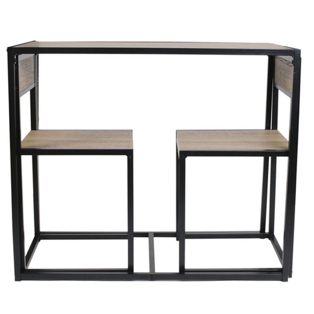 The Home Deco Factory Ensemble table et 2 chaises en MDF et Métal - Noir et Beige