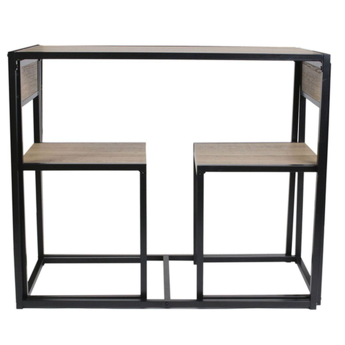 The Home Deco Factory Ensemble table et 2 chaises en MDF et Métal - Noir et Beige