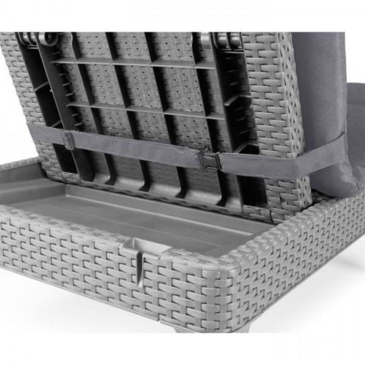 ALLIBERT by KETER Transat Bain de soleil - Allibert by KETER - Jaipur - en résine imitation rotin tressé - Gris