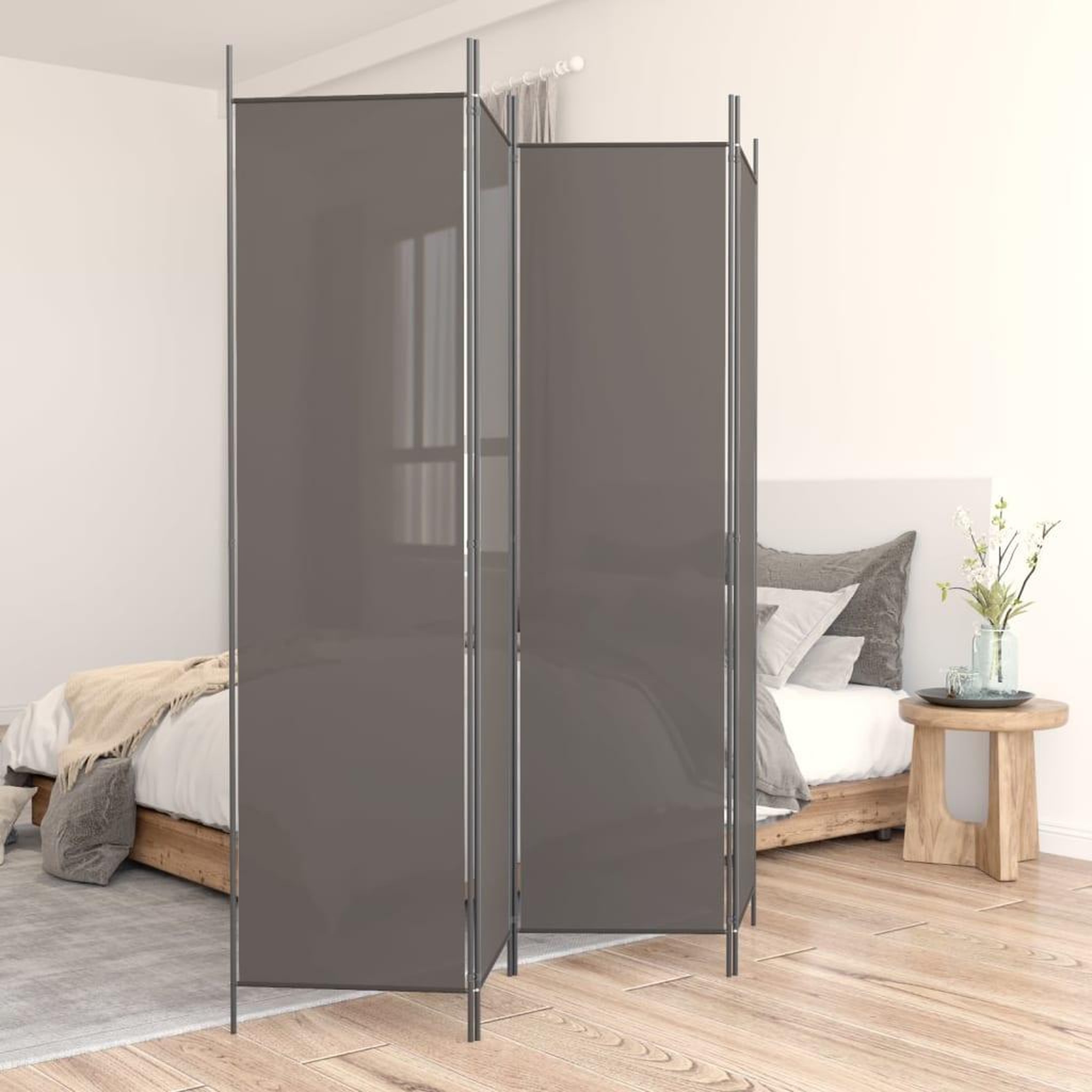 VIDAXL Cloison de separation 4 panneaux Anthracite 698x180 cm Tissu