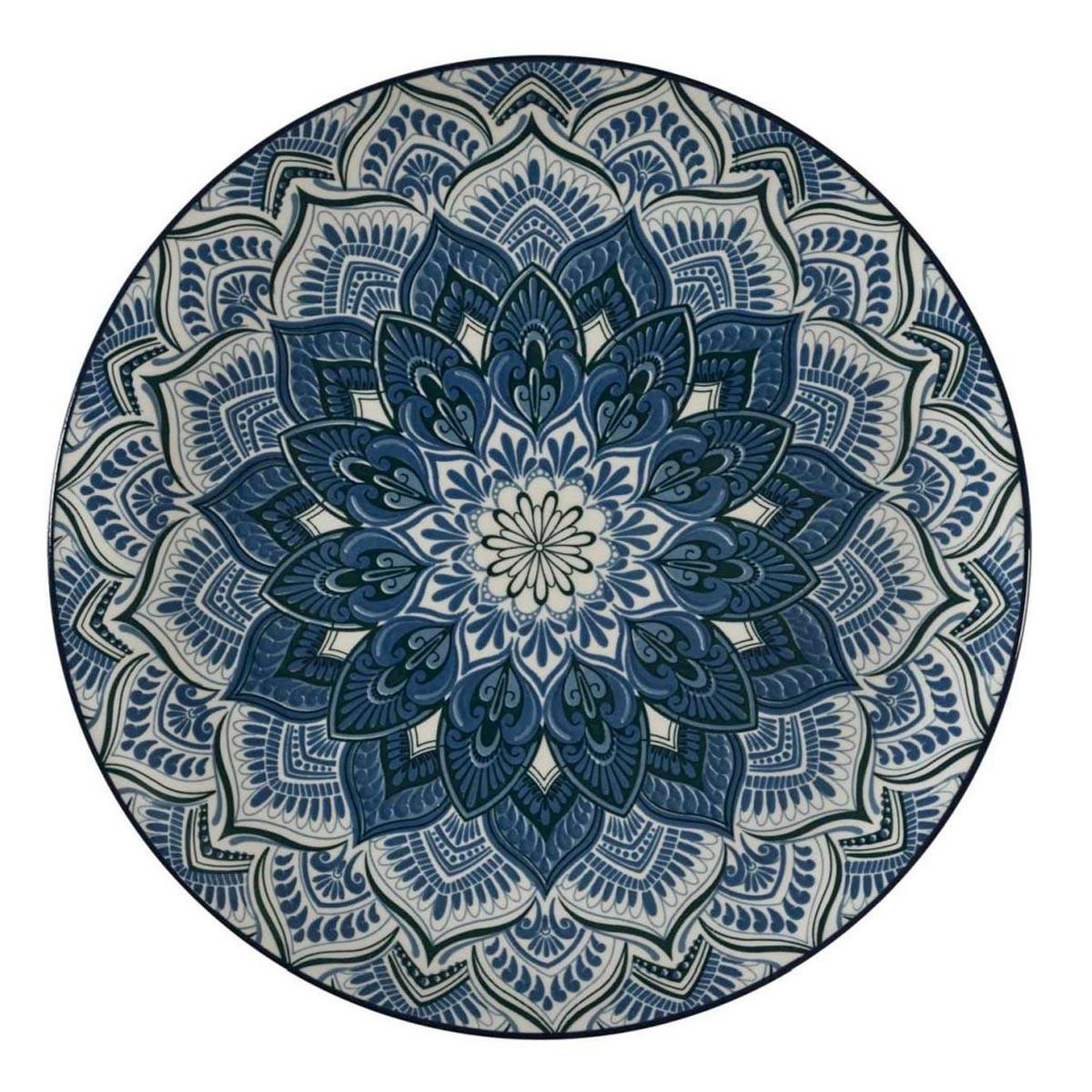 Voir la diapositive 5 : The Home Deco Factory Service de table 12 pièces  mandala  27cm bleu