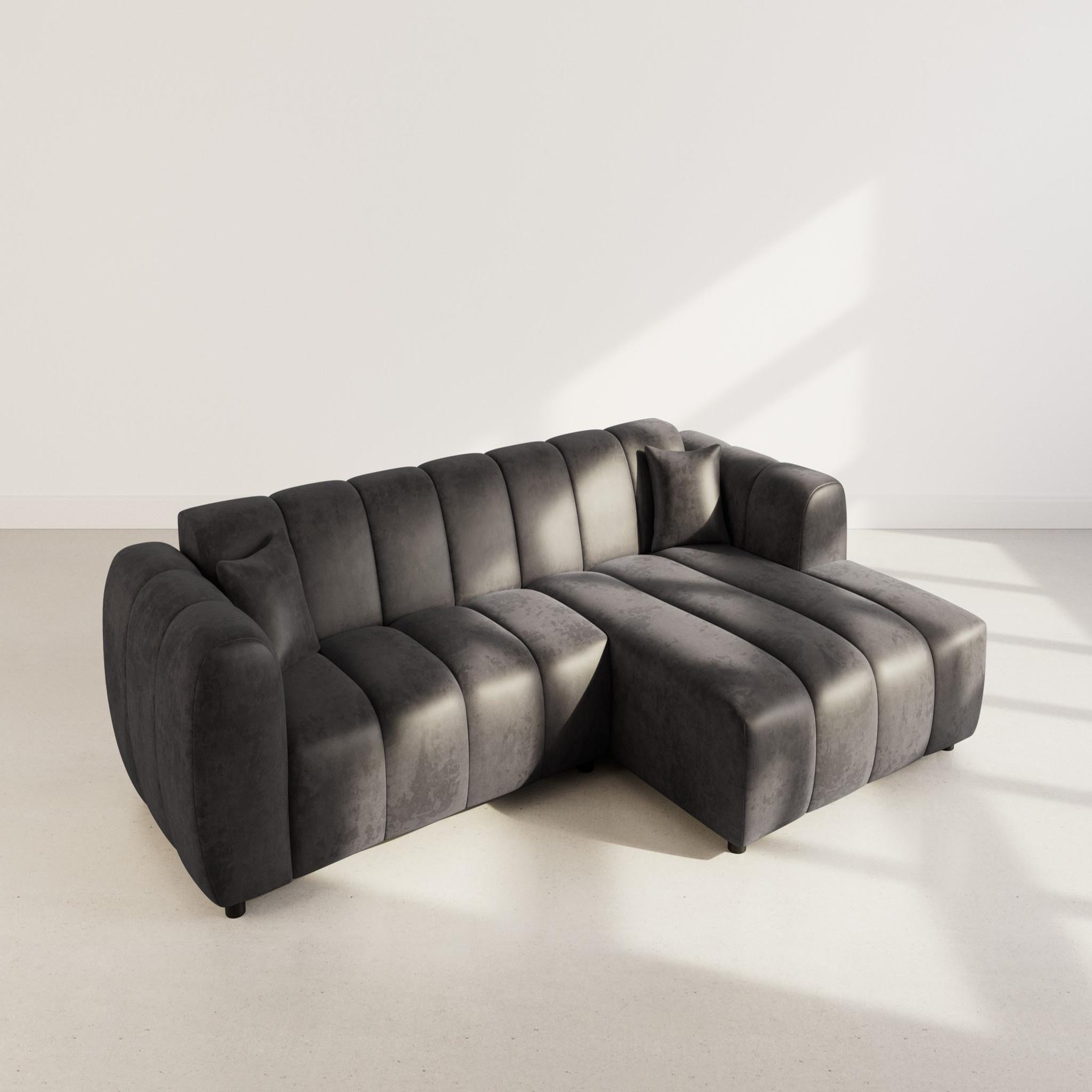 Voir la diapositive 3 : LISA DESIGN Curtis - canapé d'angle droit 4 places en simili