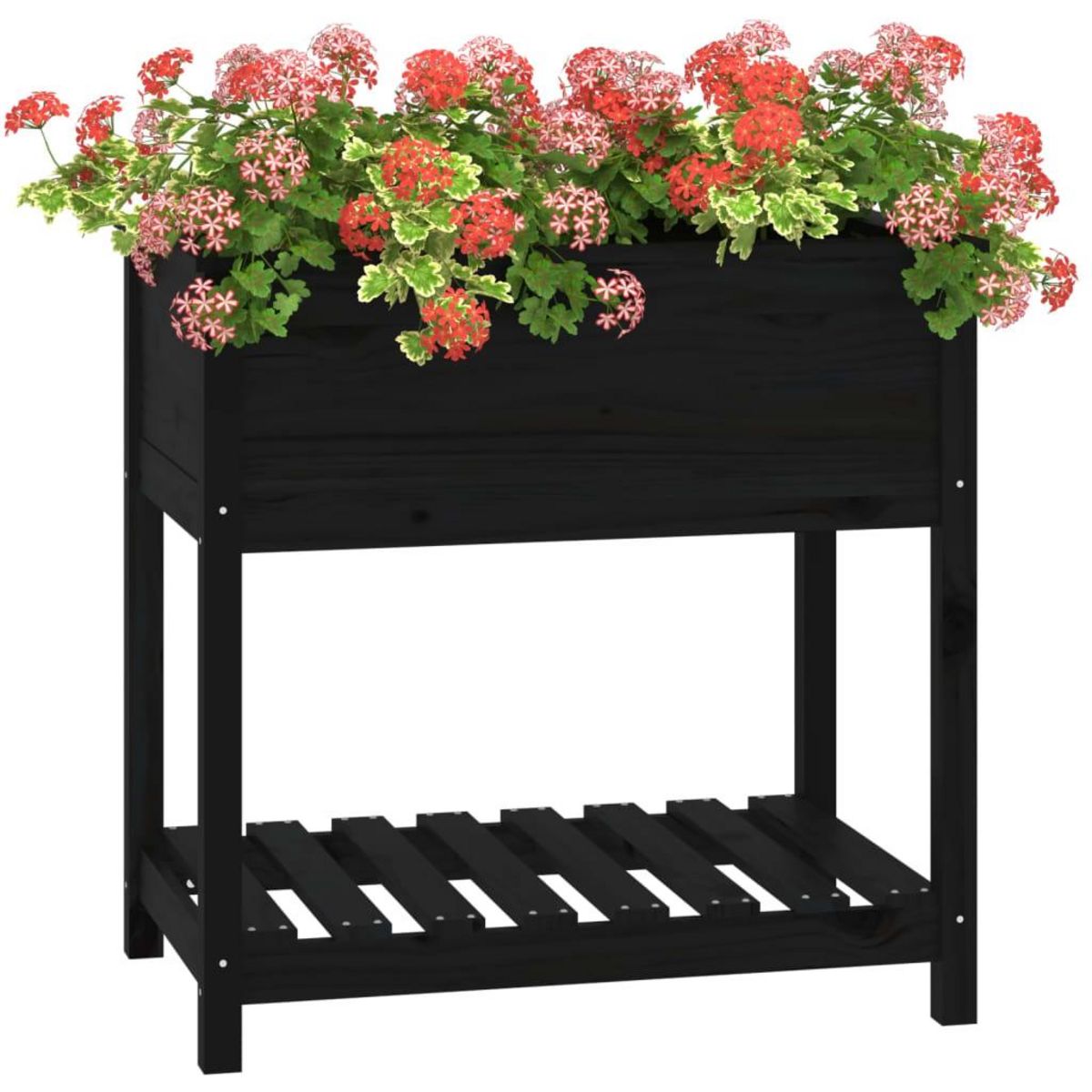 VIDAXL Jardiniere avec etagere Noir 82,5x54x81 cm Bois massif de pin