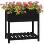Voir la diapositive 4 : VIDAXL Jardiniere avec etagere Noir 82,5x54x81 cm Bois massif de pin