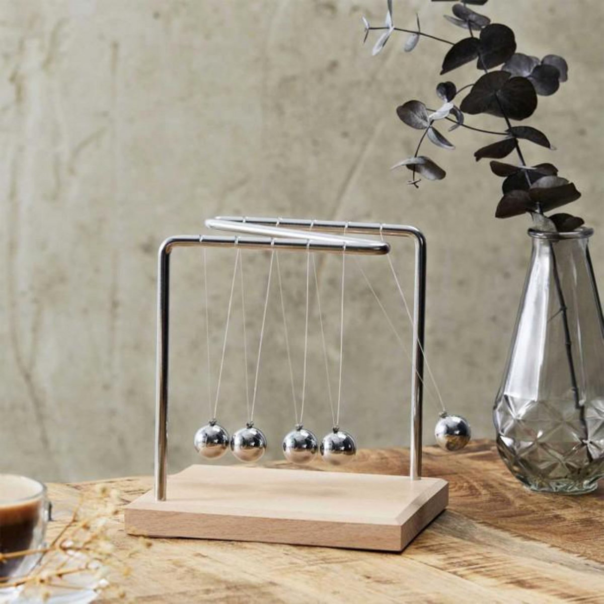 Paris Prix Pendule de Newton Déco  Hypnotique  15cm Gris