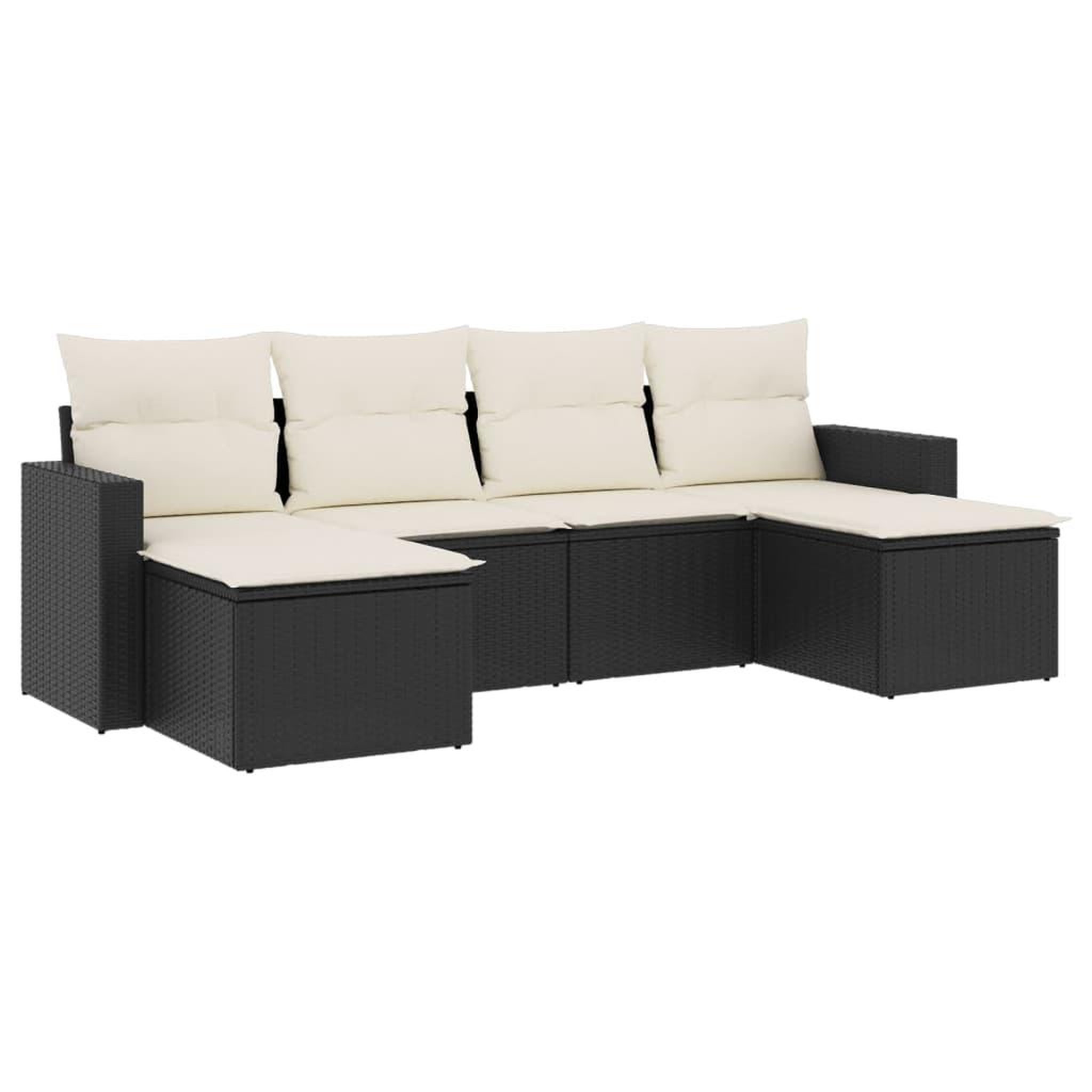 Voir la diapositive 2 : VIDAXL Salon de jardin 6 pcs avec coussins noir resine tressee