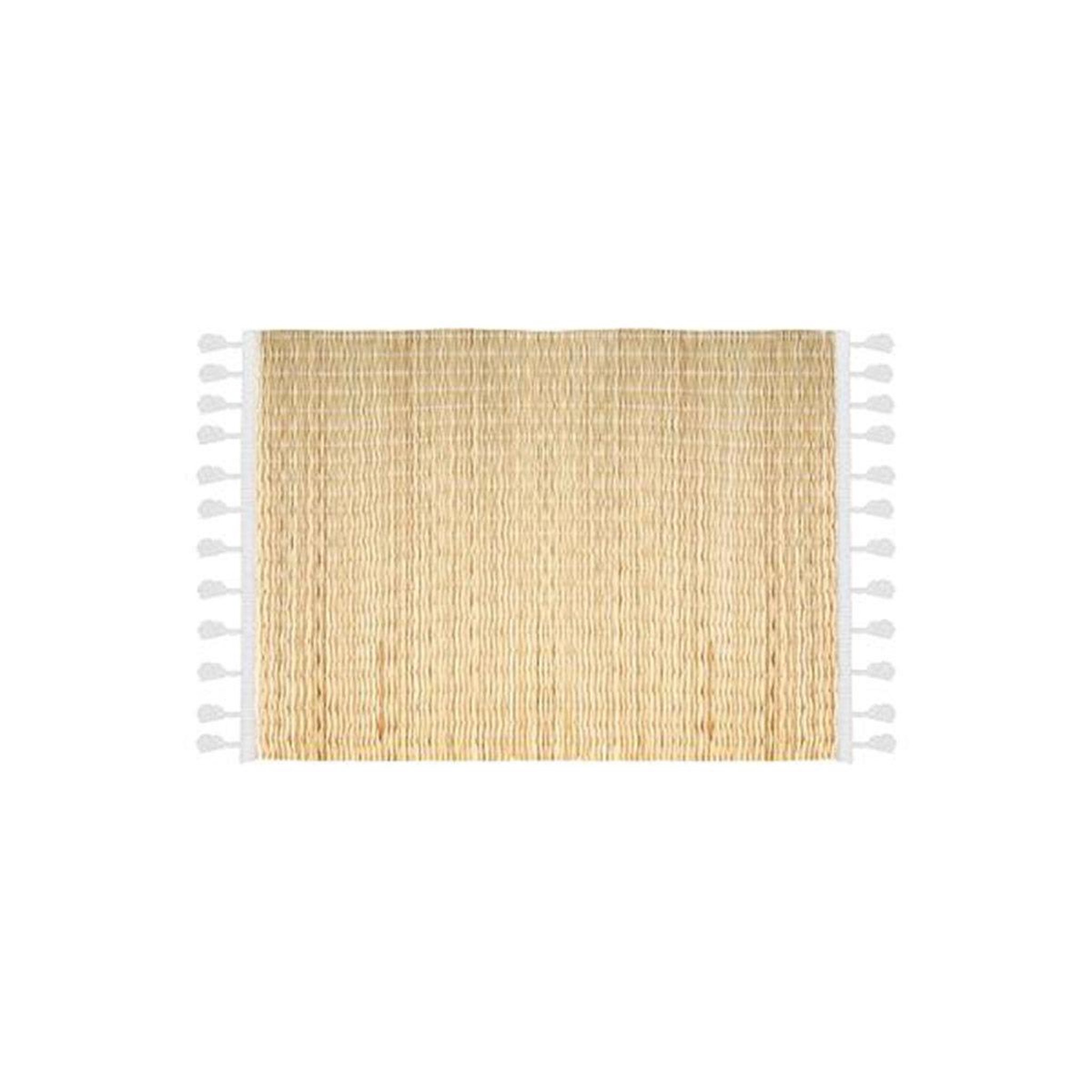 SECRET DE GOURMET Set de Table à Pompons  Terre  30x45cm Blanc