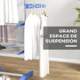 Voir la diapositive 5 : HOMCOM Séchoir à linge étendoir pliable ailes latérales 3 niveaux acier inox PP