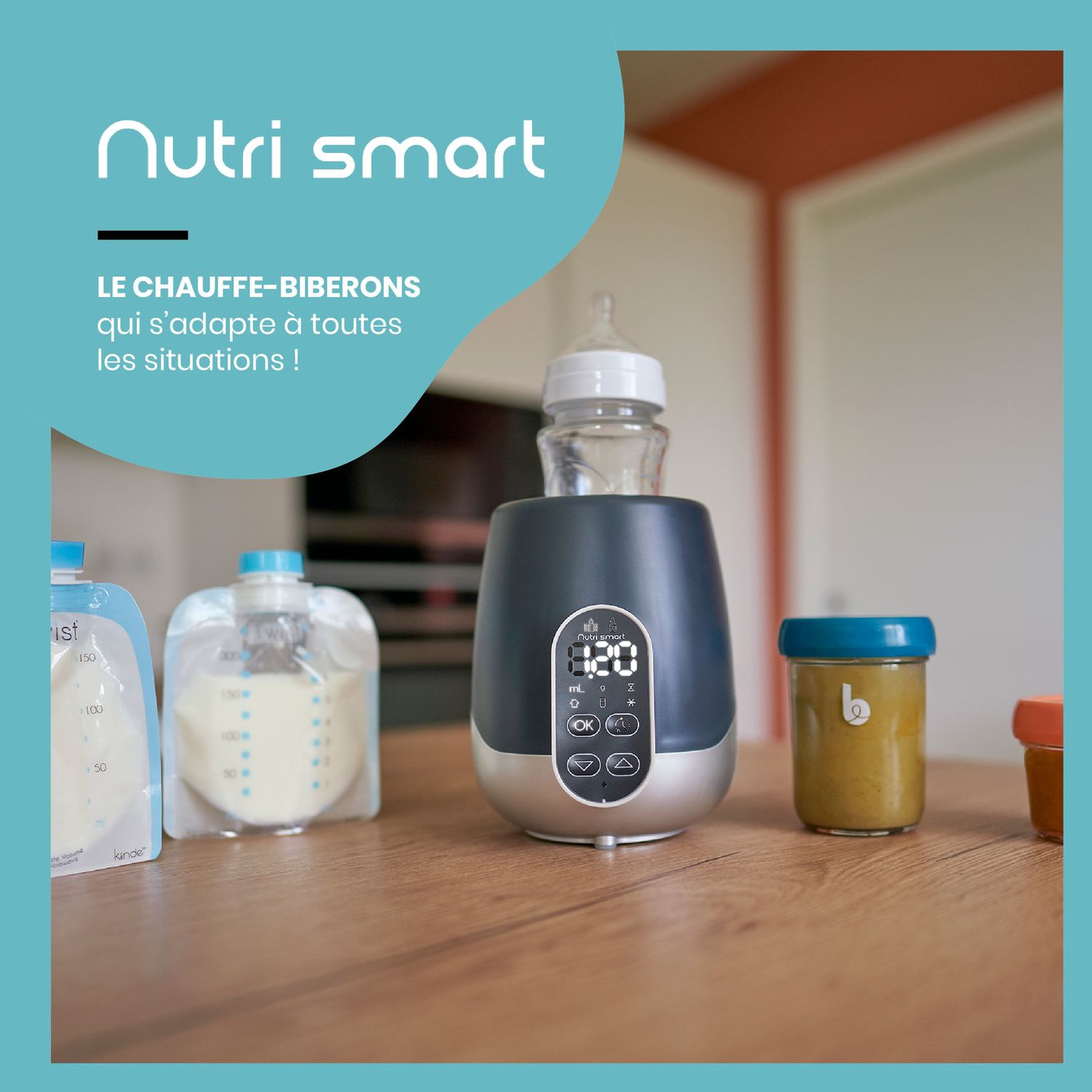 Voir la diapositive 2 : BABYMOOV Chauffe-biberons Maison / Voiture NutriSmart 