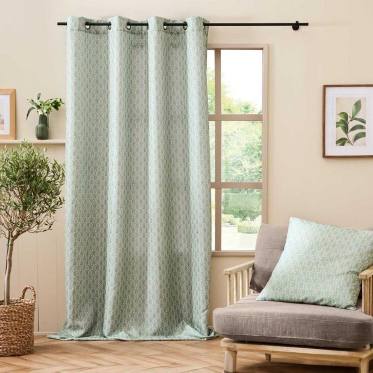 Paris Prix Coussin Déco Imprimé  Piana  60x60cm Sauge