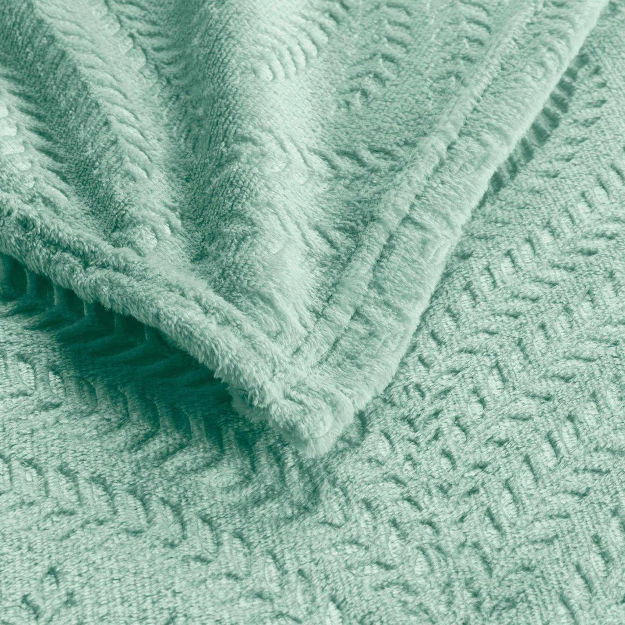 Voir la diapositive 2 : Douceur d'Intérieur Plaid uni en flanelle  nelia  125x150cm sauge