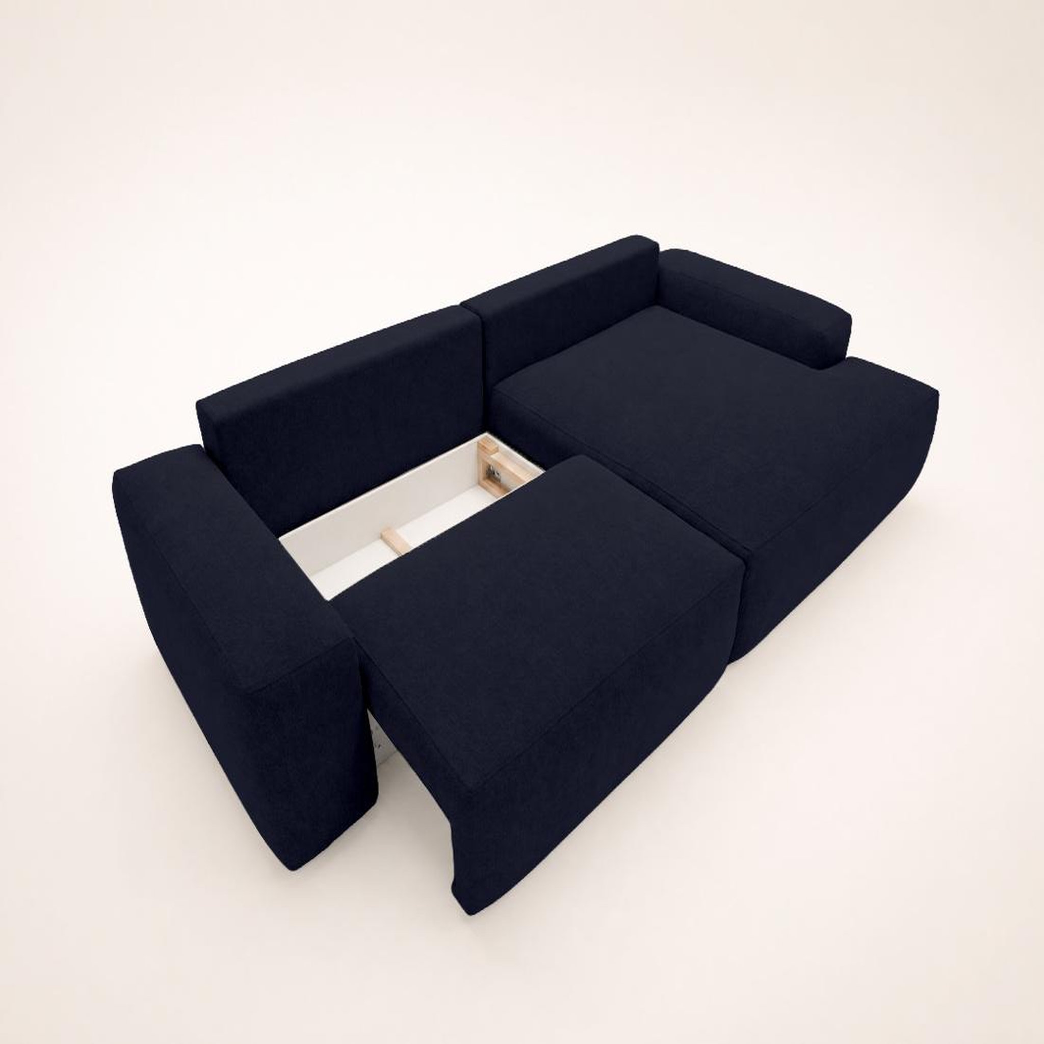 Voir la diapositive 5 : BEST MOBILIER Tama - canapé d'angle droit 4 places convertible avec coffre en tissu