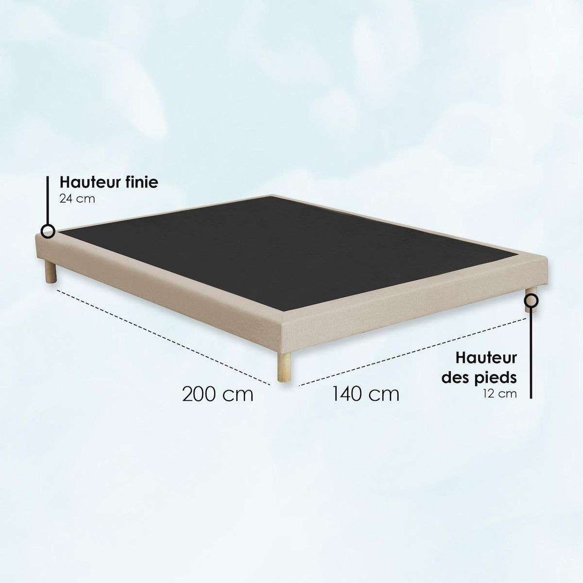 IDLITERIE Sommier tapissier à lattes fixes, excellent maintien et durable