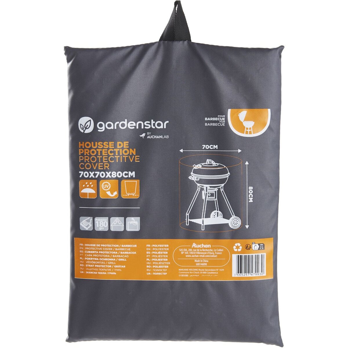 GARDENSTAR Housse de protection Barbecue - Polyester - 70x80cm