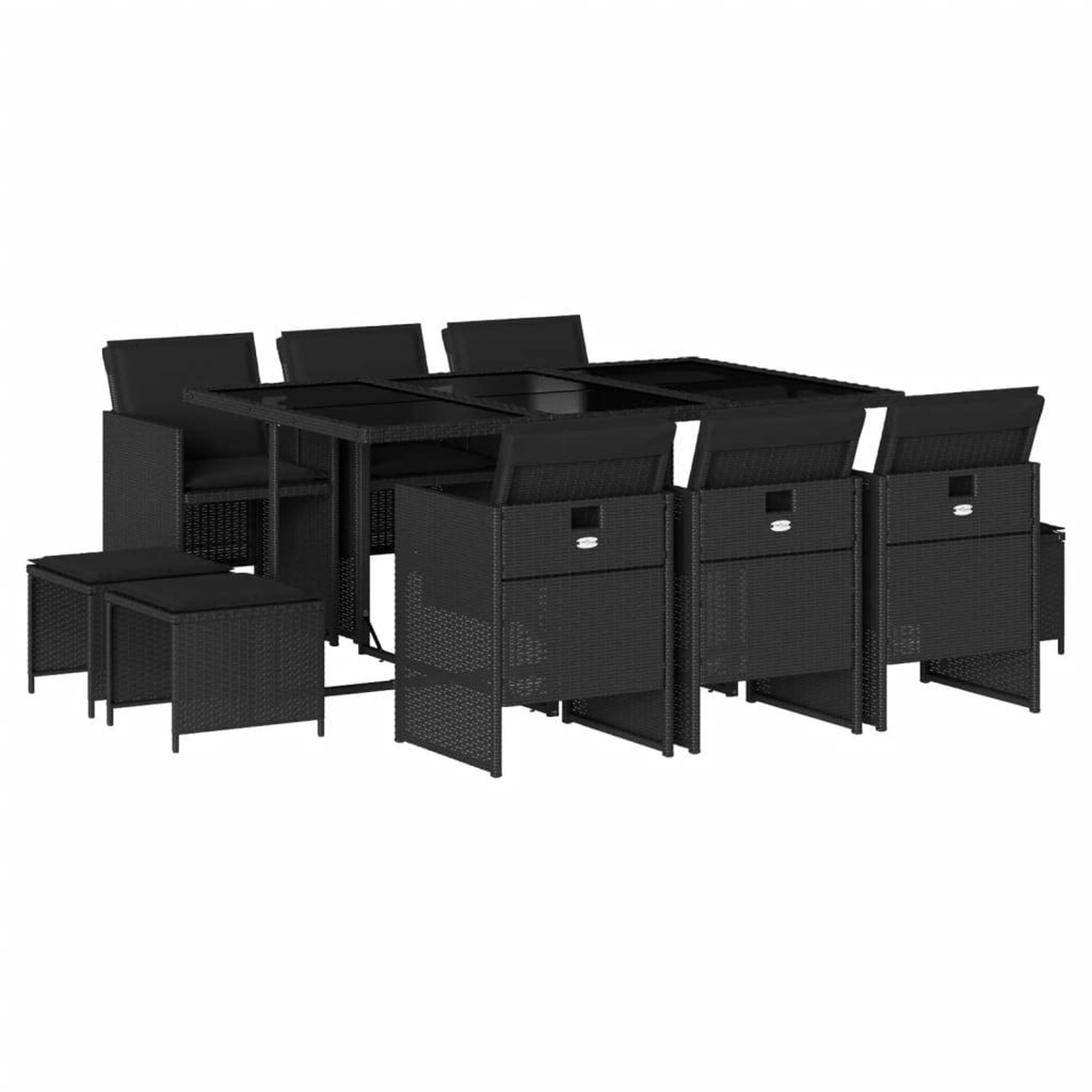 Voir la diapositive 2 : VIDAXL Ensemble a manger de jardin 11 pcs coussins noir resine tressee