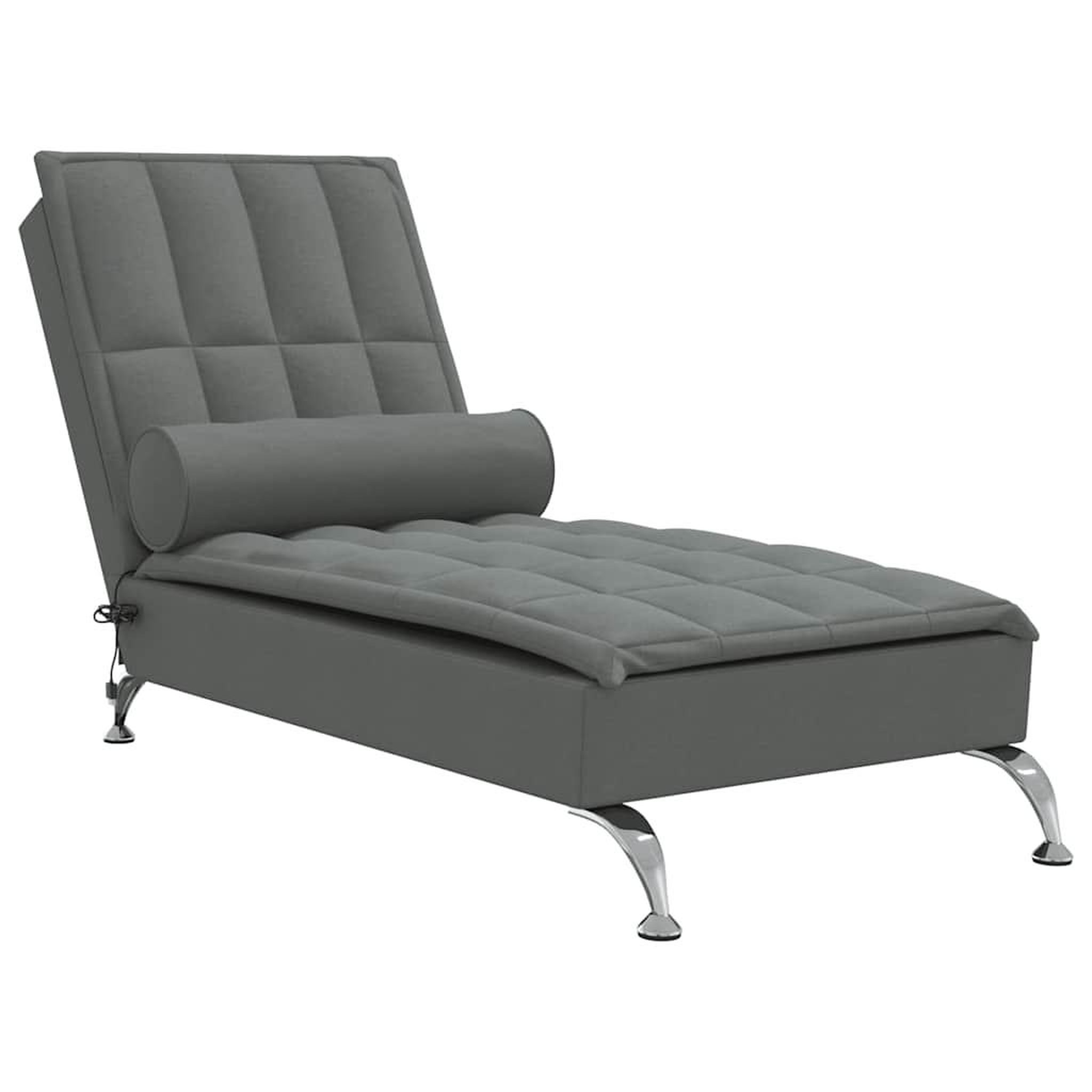 Voir la diapositive 2 : VIDAXL Chaise longue de massage avec traversin gris fonce tissu
