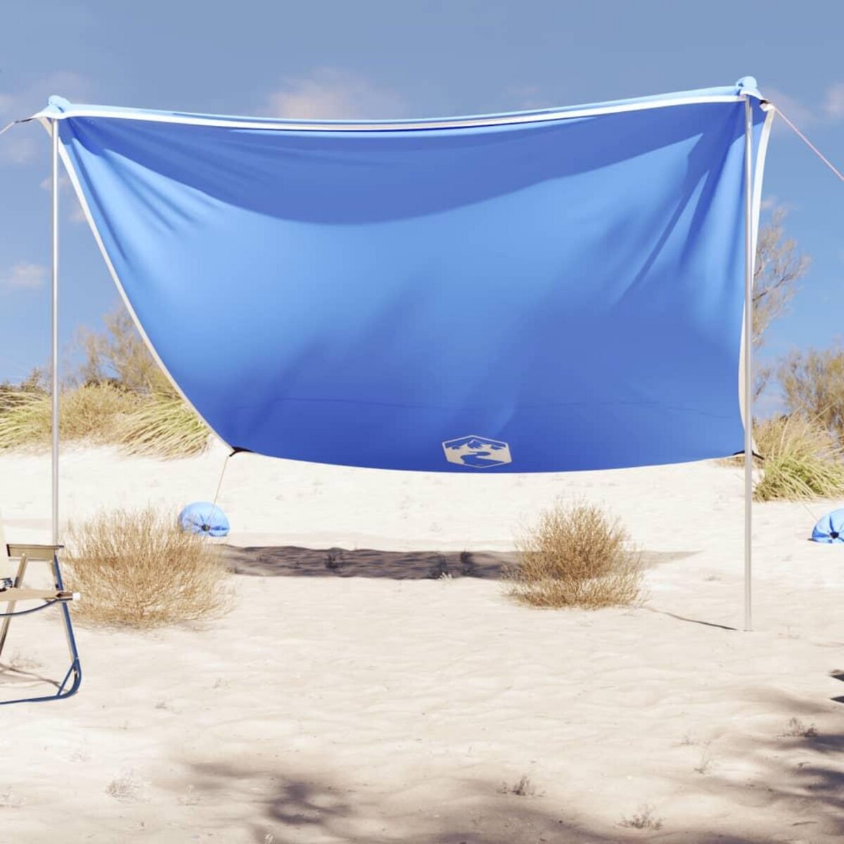 VIDAXL Auvent de plage avec ancres de sable bleu 304x300 cm