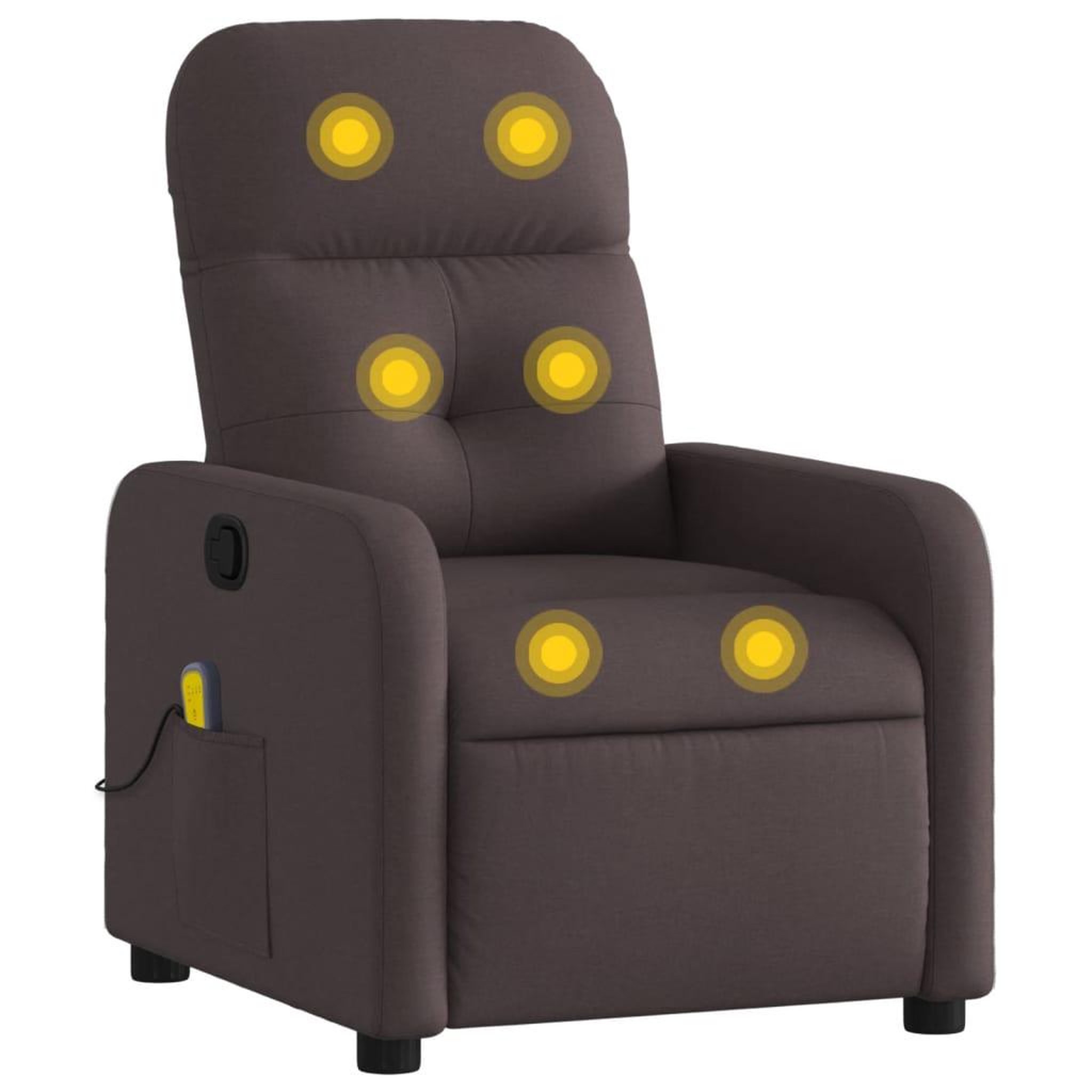 Voir la diapositive 2 : VIDAXL Fauteuil de massage inclinable Marron fonce Tissu