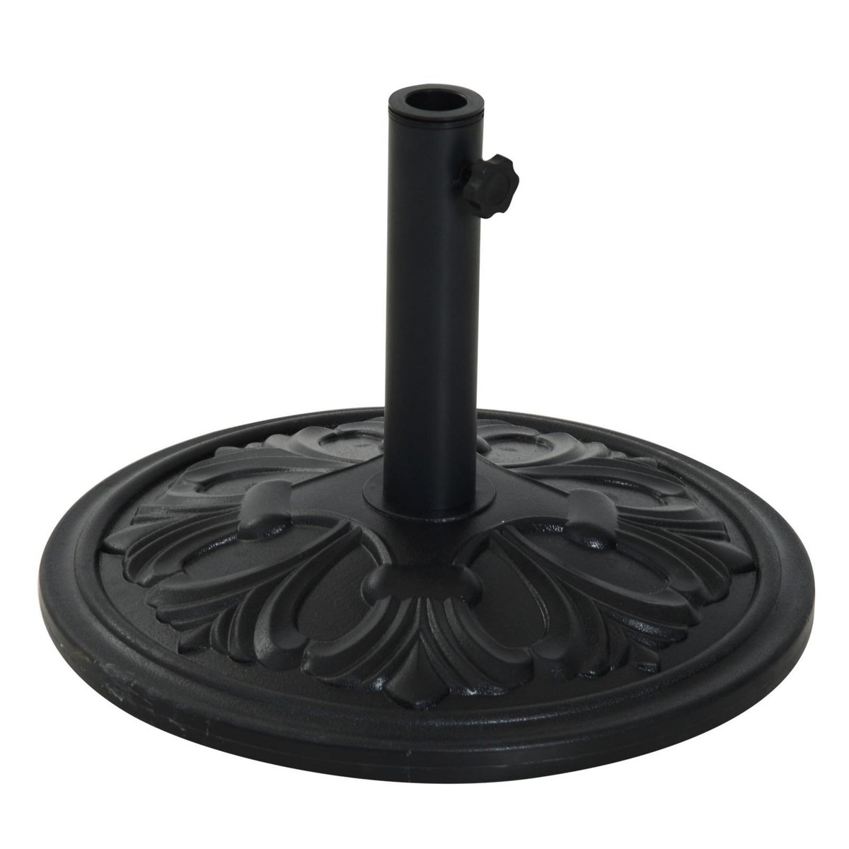 OUTSUNNY Pied de parasol rond base de lestage Ø 48 x 34H cm ciment HDPE motif fleurs de lys poids net 13 Kg