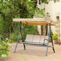 Voir la diapositive 2 : OUTSUNNY Balancelle de jardin 3 places grand confort toit inclinaison réglable assise et dossier ergonomique acier époxy textilène beige