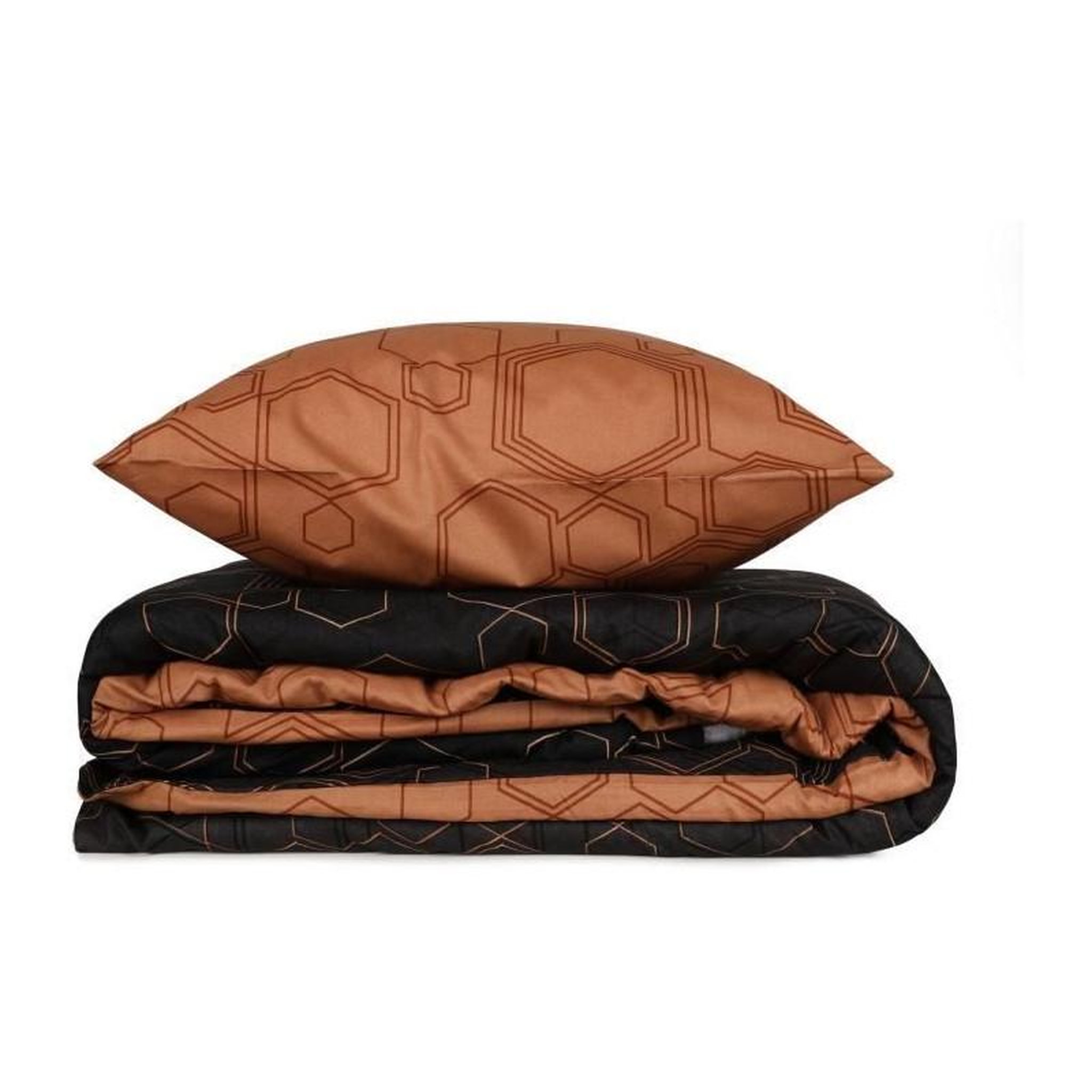 Voir la diapositive 4 : GENERIQUE Parure de lit - 129CTN62708 - 1 housse de couette 220 x 240 cm + 2 taies d'oreiller 60 x 60 cm - 100% coton ranforcé - Cuivre