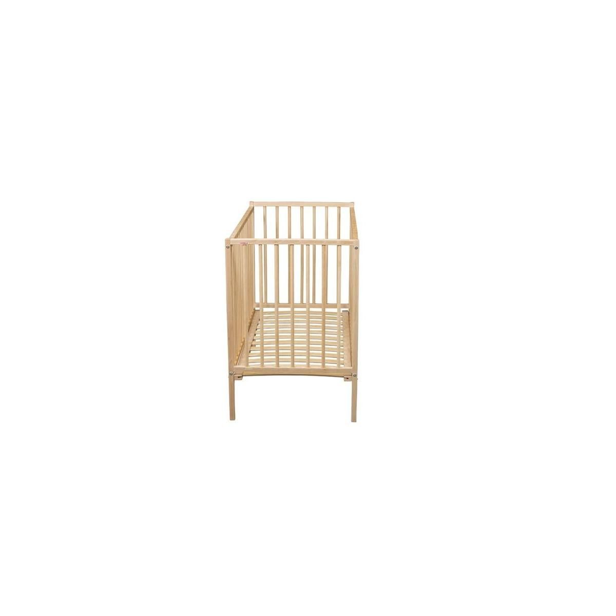 COMBELLE Lit Remi 60x120 en Bois Massif Vernis Naturel - Meuble de Puériculture Écologique