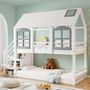 Voir la diapositive 4 : MERAX Lit superposé 90x200cm bois et mdf coloris blanc