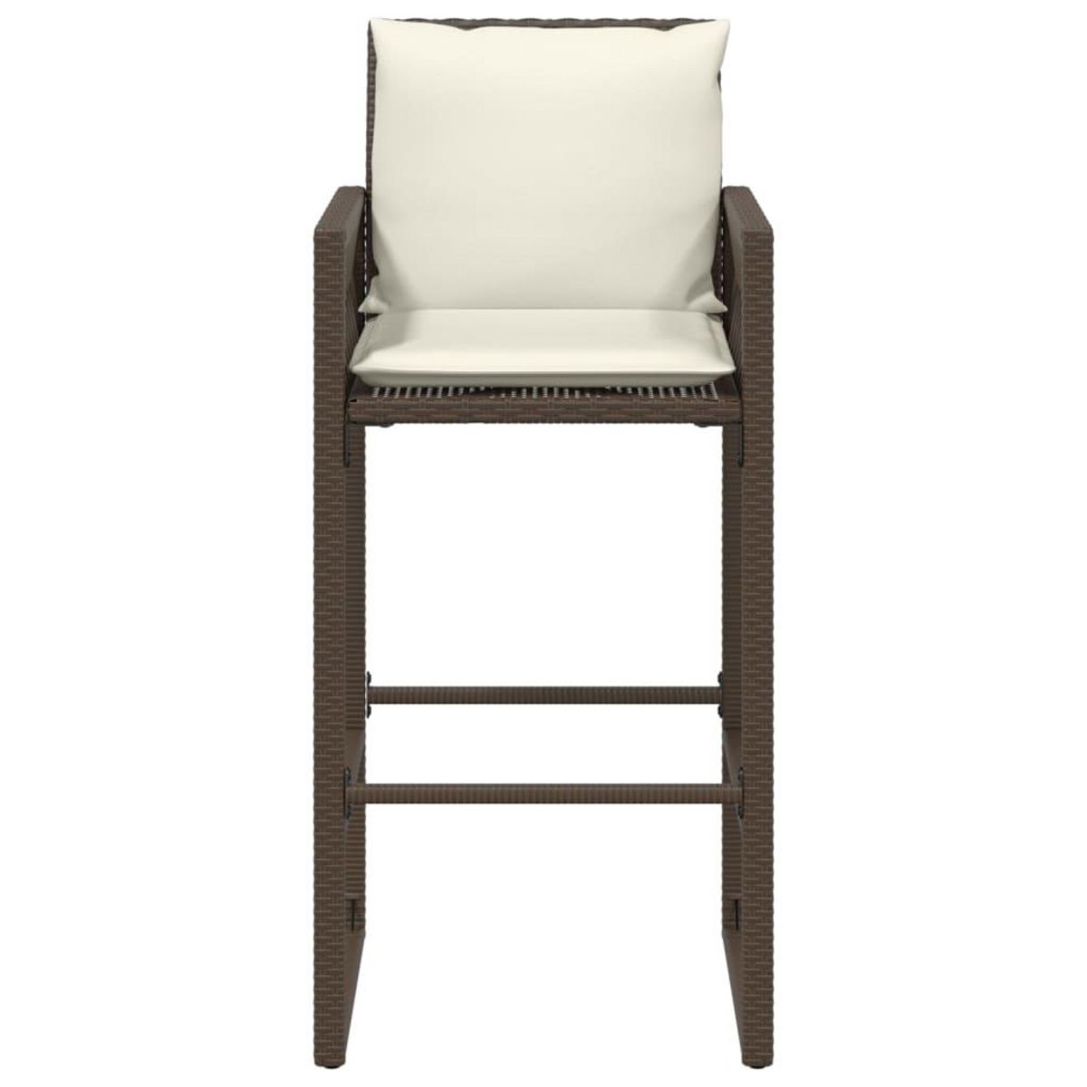 VIDAXL Tabourets de bar jardin coussins lot de 2 marron resine tressee