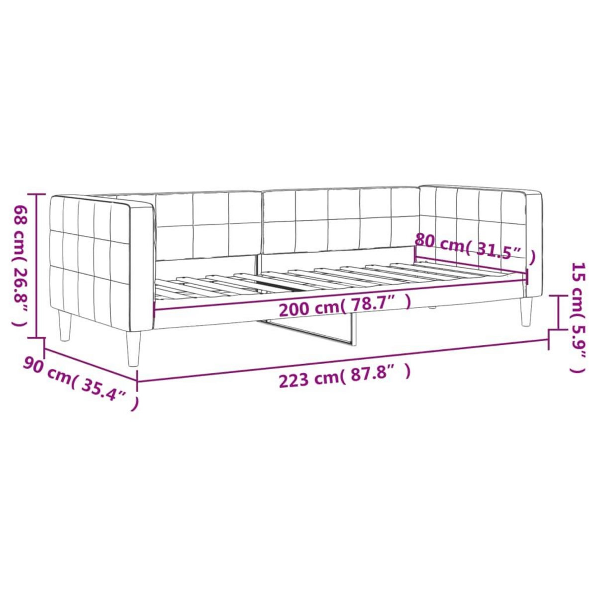 VIDAXL Lit de repos sans matelas vert fonce 80x200 cm velours