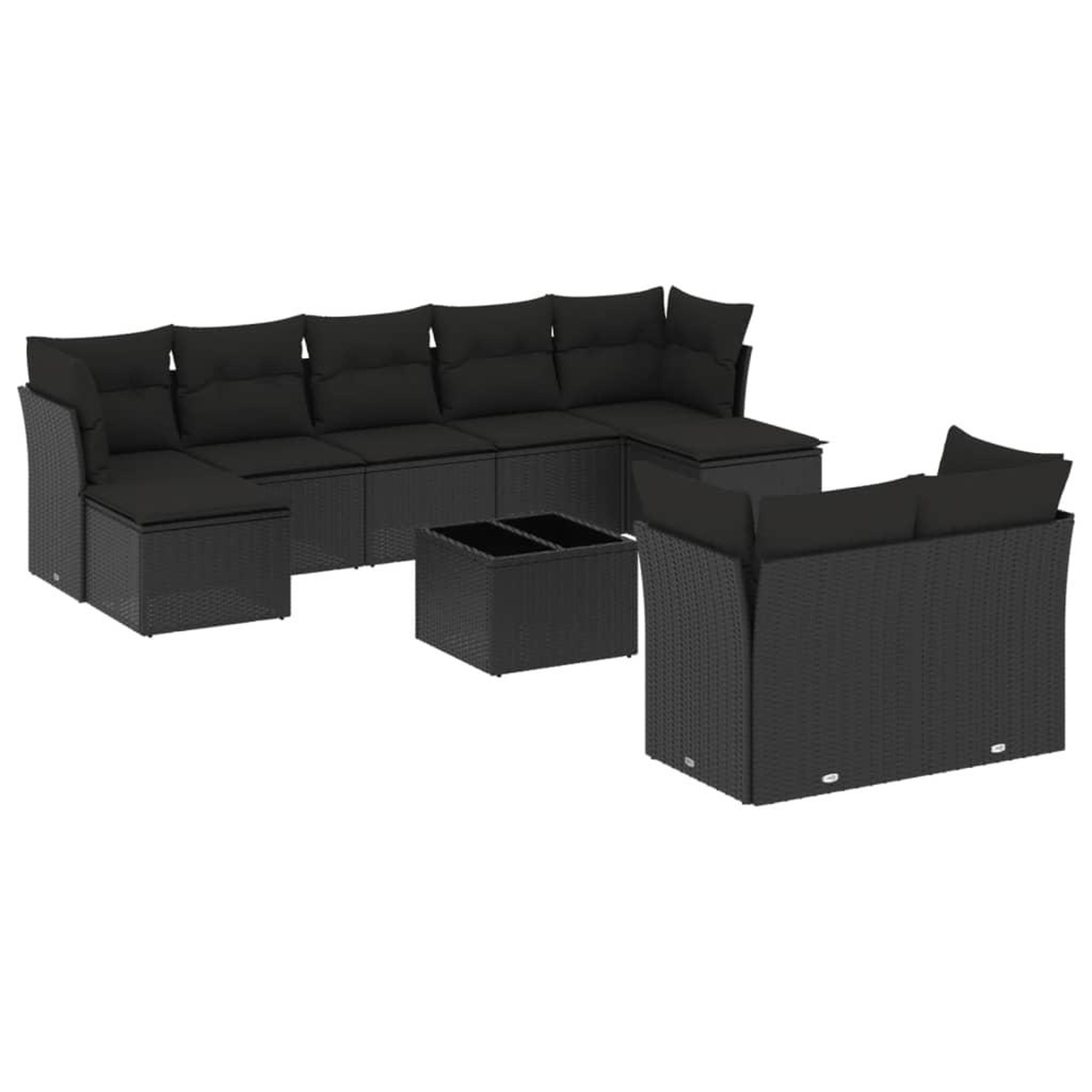 Voir la diapositive 2 : VIDAXL Salon de jardin 10 pcs avec coussins noir resine tressee
