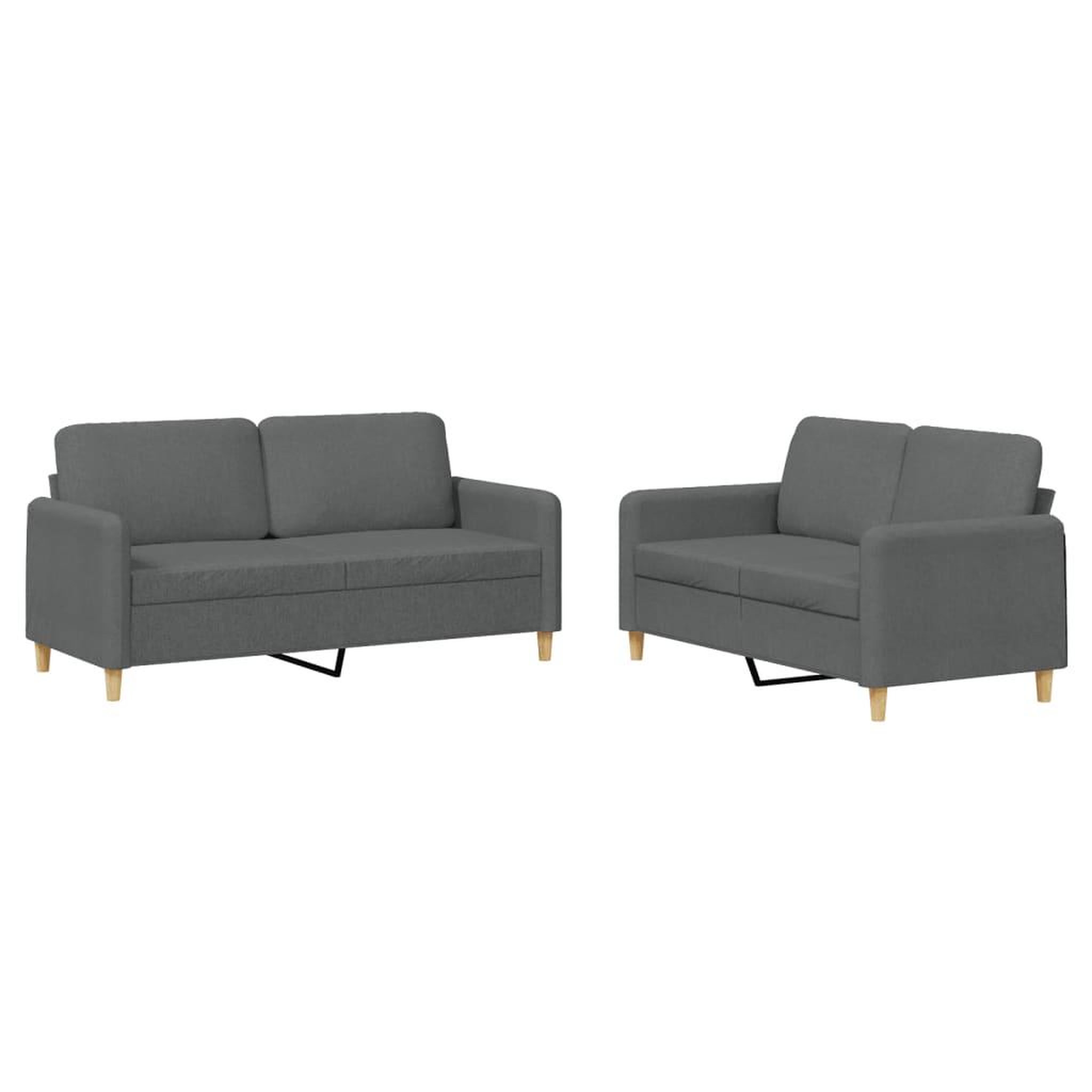 Voir la diapositive 2 : VIDAXL Ensemble de canapes 2 pcs avec coussins Gris fonce Tissu