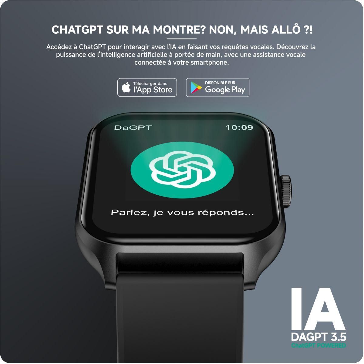 Echo Montre connectée Rainbow Pro S Noir Silicone + Gris Nylon